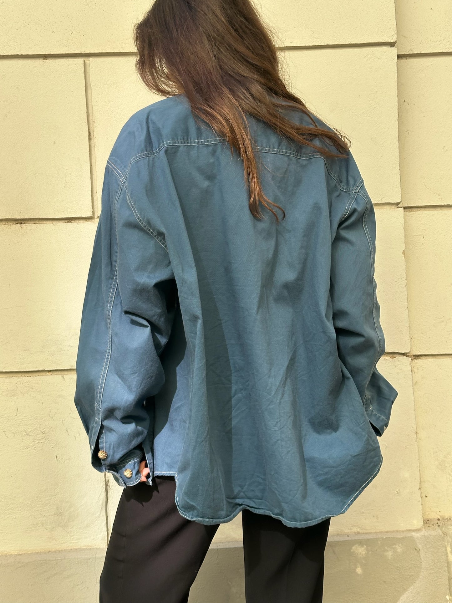 Vintage 100% Cotton Blue Button Down Shirt L