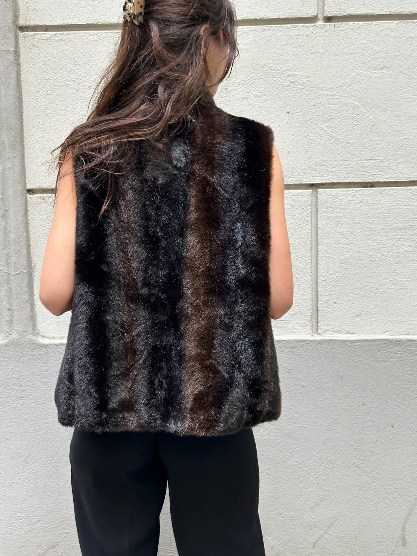 Vintage Brown Faux Fur Vest Gilet S/M