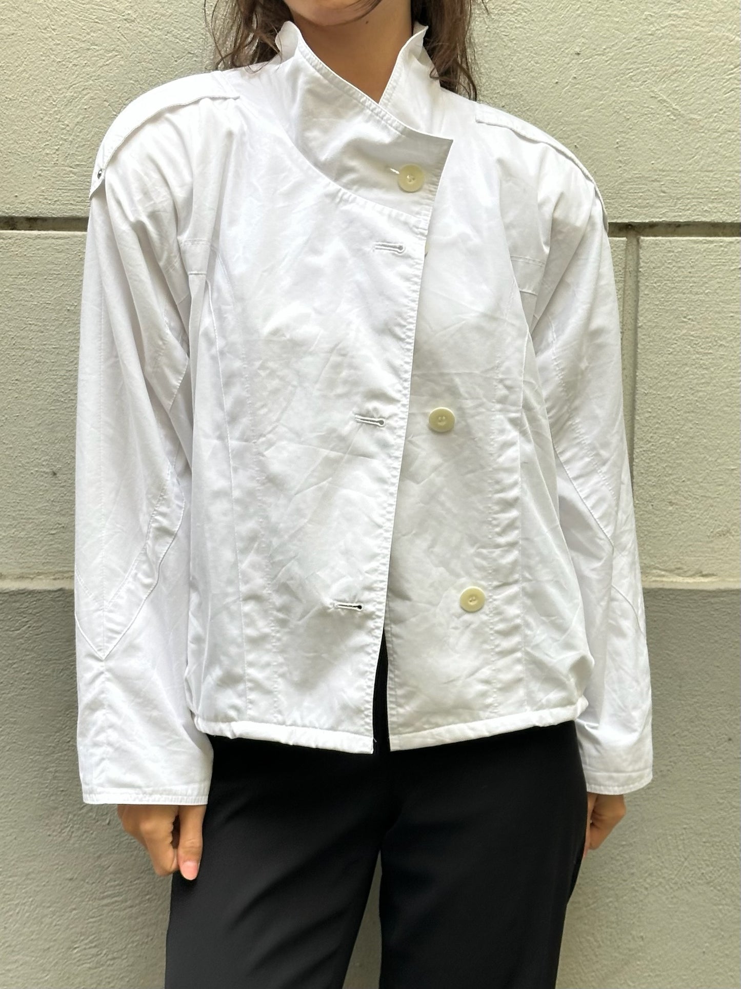 Vintage White Large Collar Cotton Jacket L