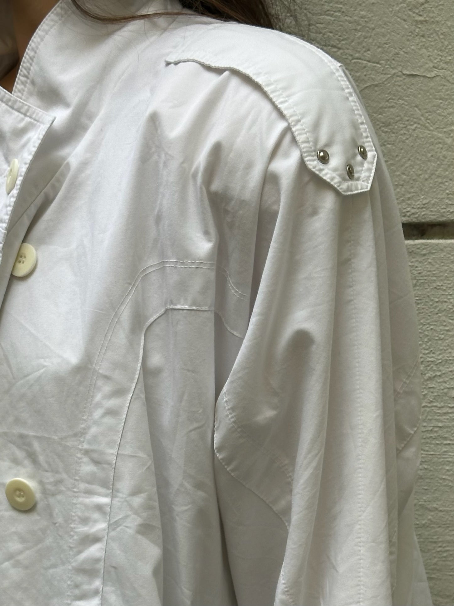 Vintage White Large Collar Cotton Jacket L