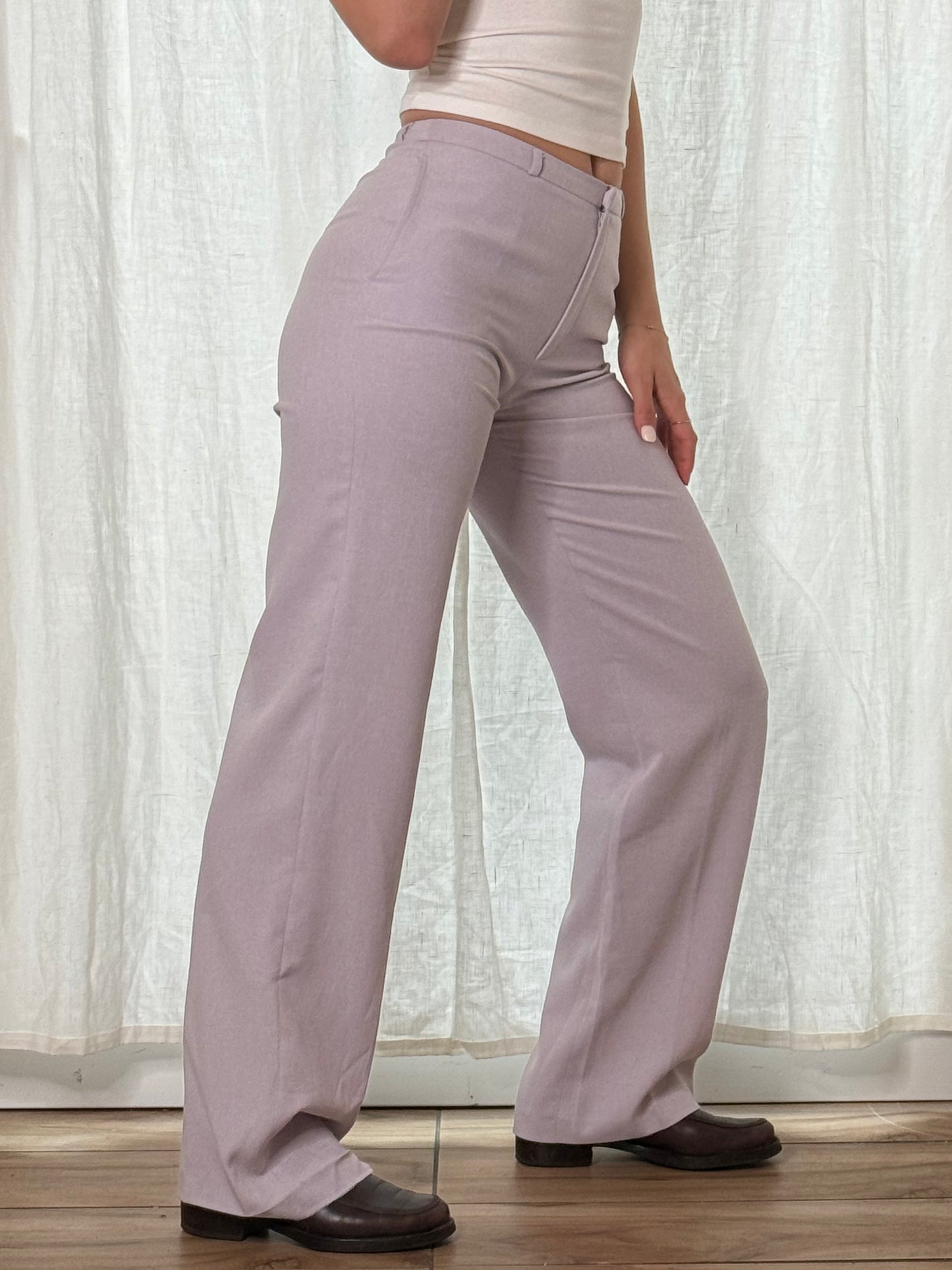 Vintage Lavender Straight Leg High Waisted Trousers XS