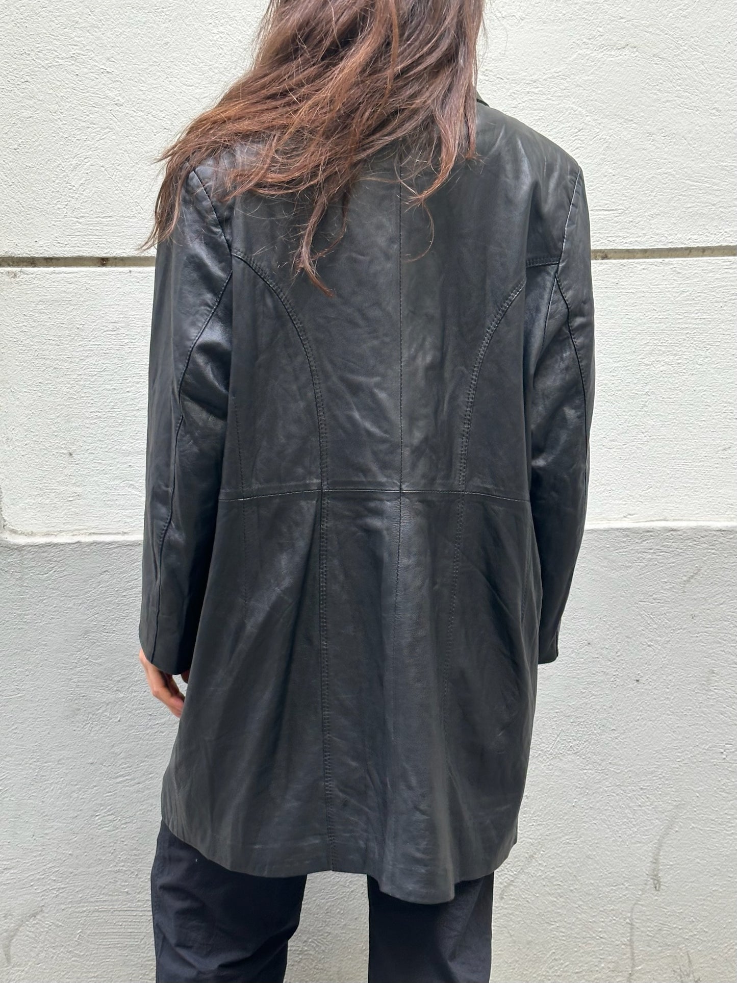 Vintage 100% Genuine Leather Black Blazer Jacket L