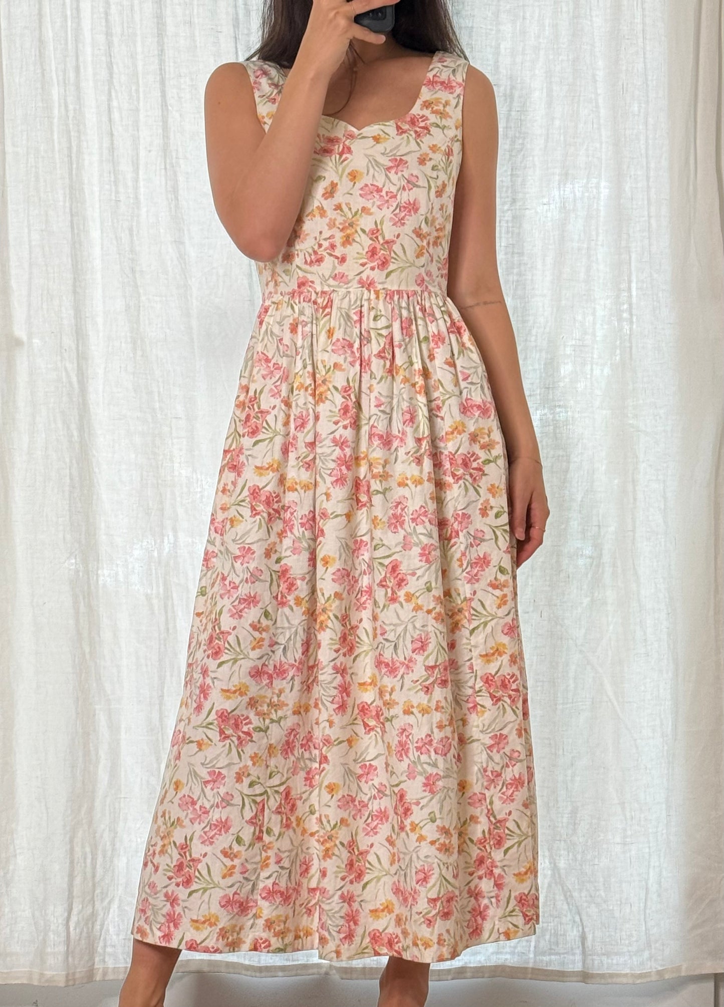 Laura Ashley Floral 100% Cotton Floral Drop Waist Maxi Dress M