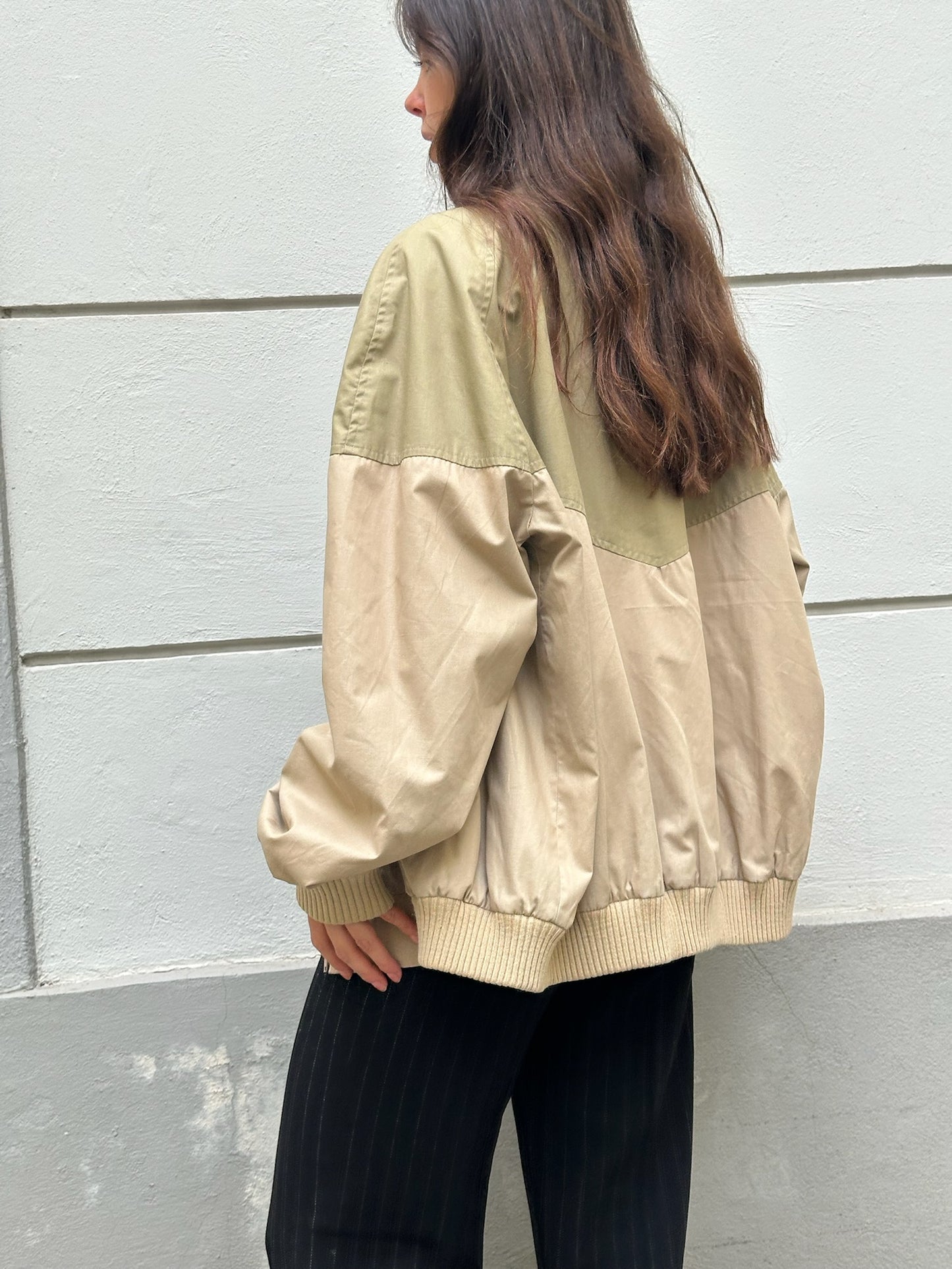 Vintage Khaki/Beige Unisex Bomber Jacket L/XL