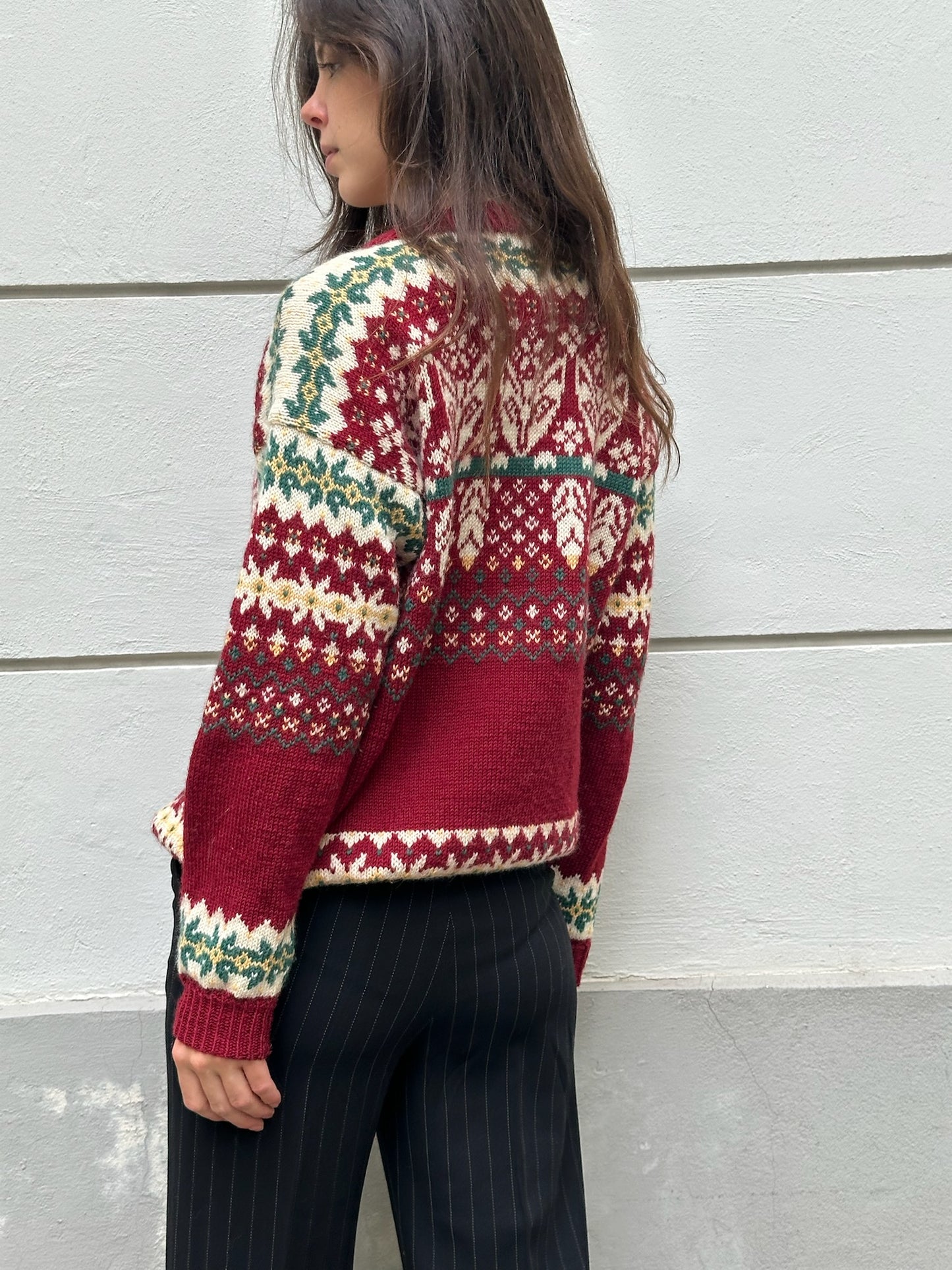 Vintage Red Fox 100% Wool Sweater Pullover M