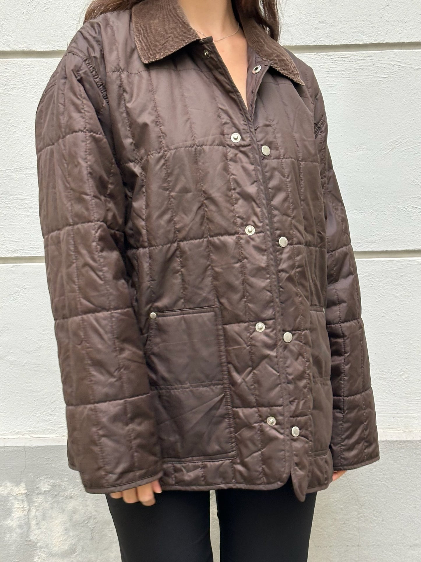 Vintage Naf Naf Chocolate Brown Puffer Barn Jacket Men's L