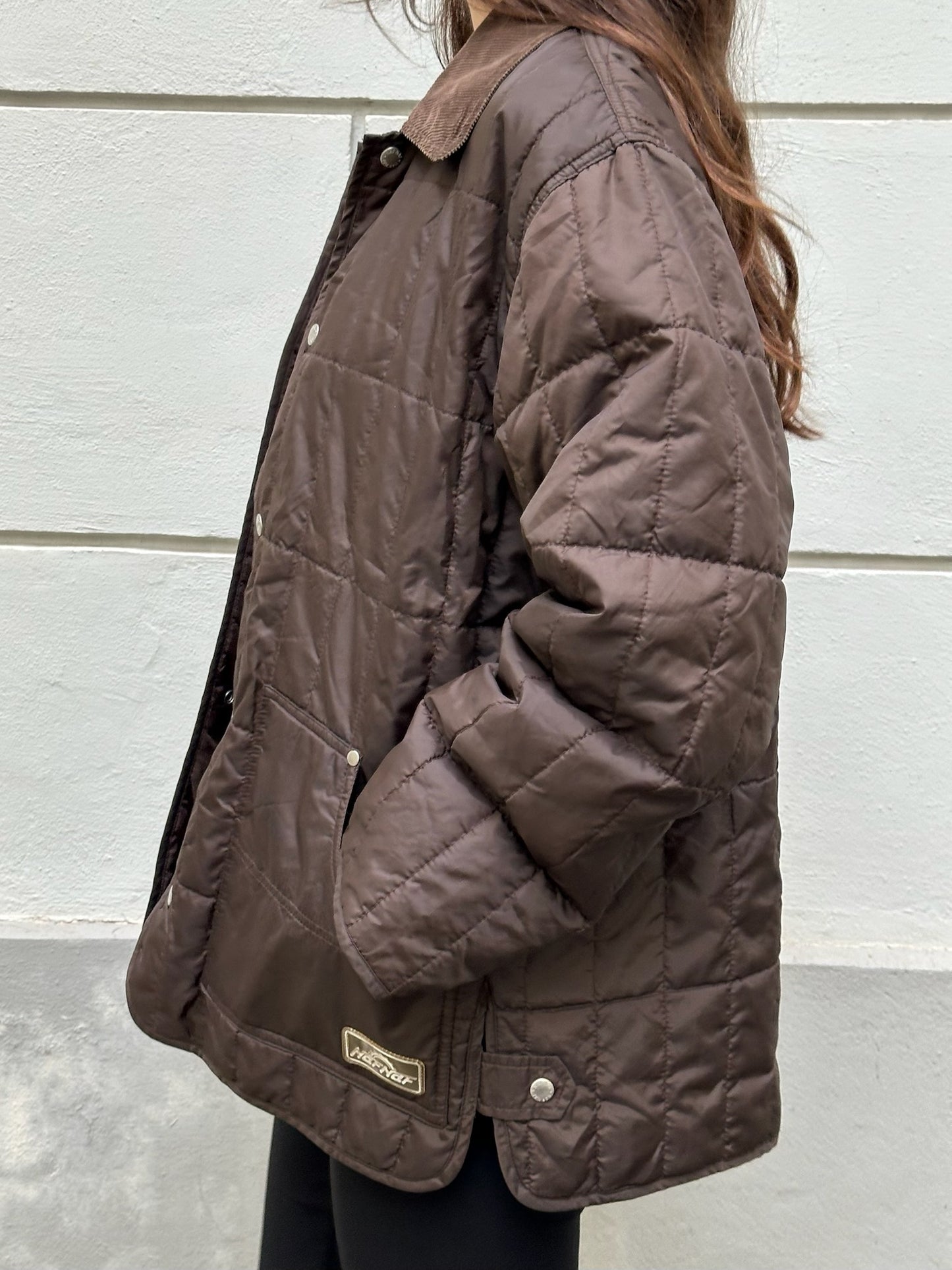 Vintage Naf Naf Chocolate Brown Puffer Barn Jacket Men's L