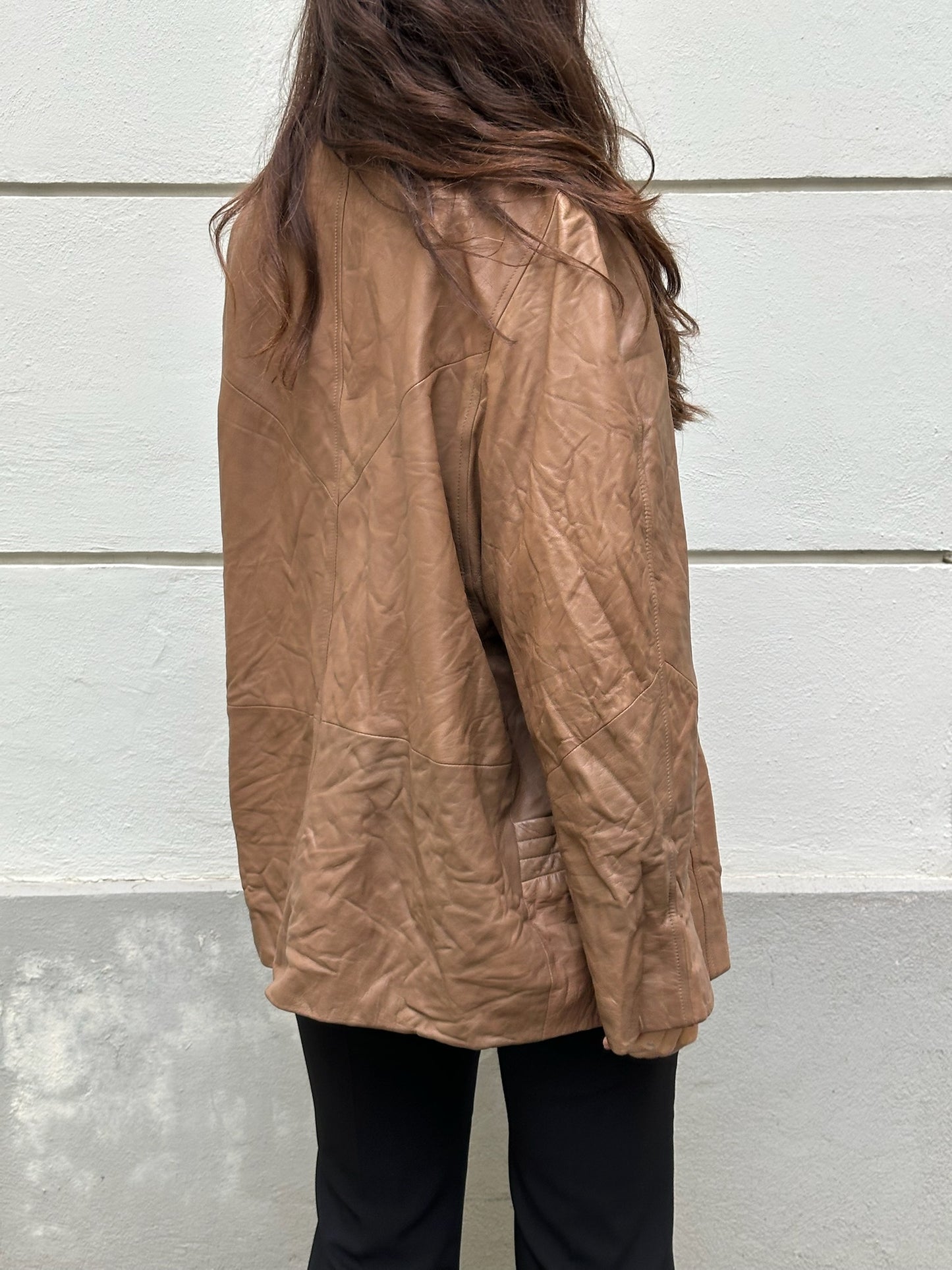 Vintage Brown 100% Genuine Leather Oversized 80's Jacket M