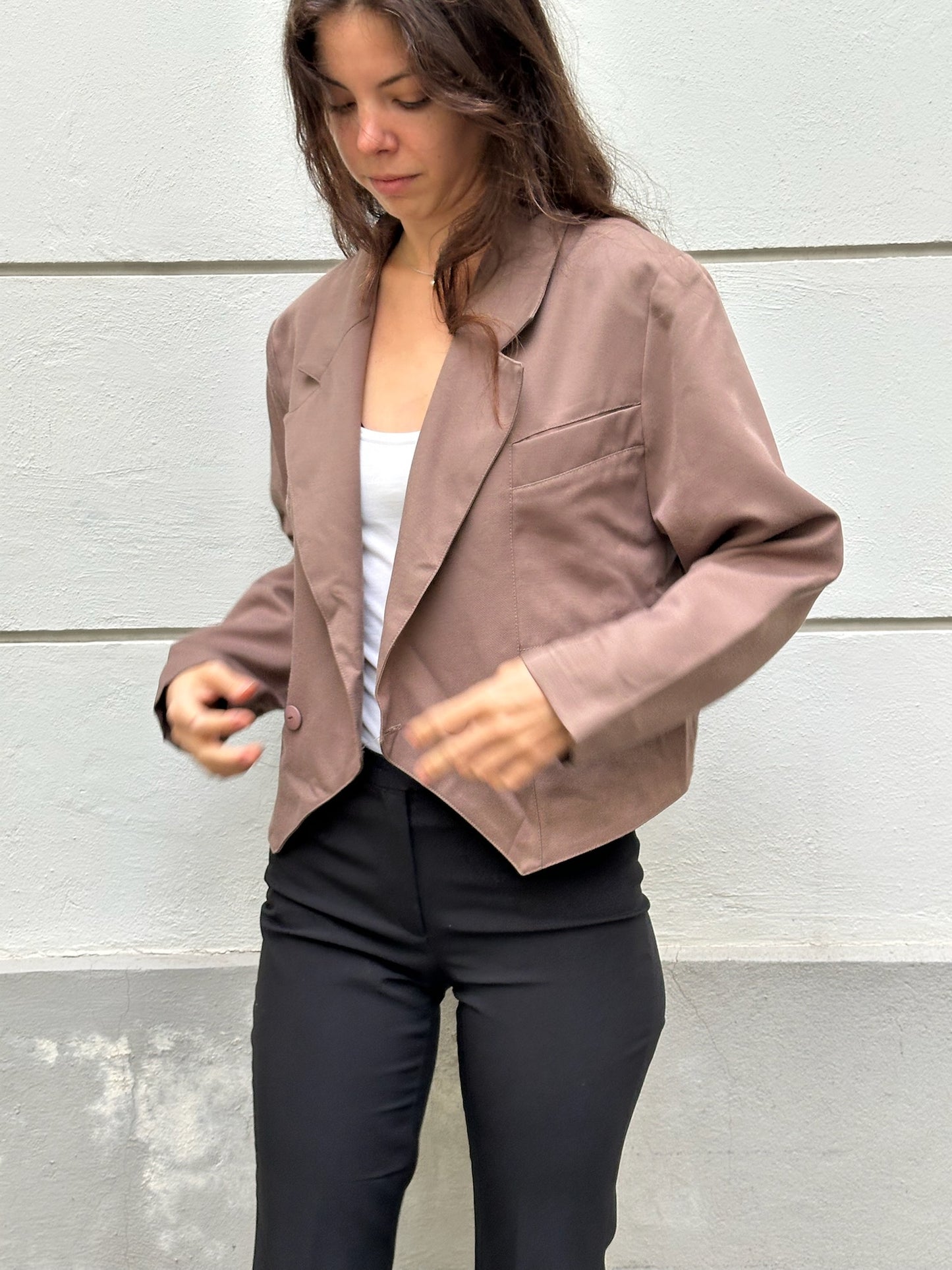 Vintage Light Brown Short Blazer Jacket M
