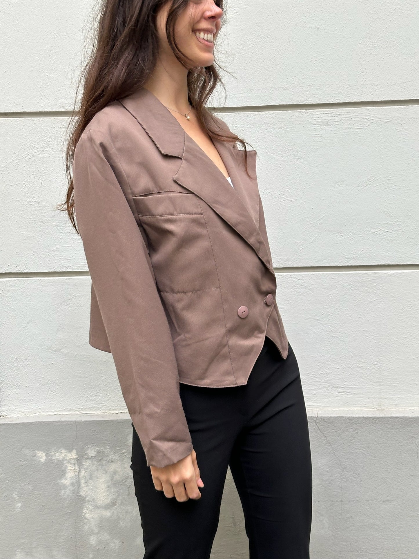 Vintage Light Brown Short Blazer Jacket M