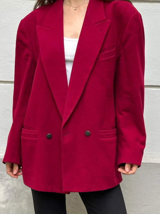 Vintage Wool/Cashmere Blend Dark Red Blazer L/XL