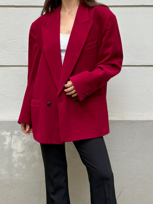 Vintage Wool/Cashmere Blend Dark Red Blazer L/XL