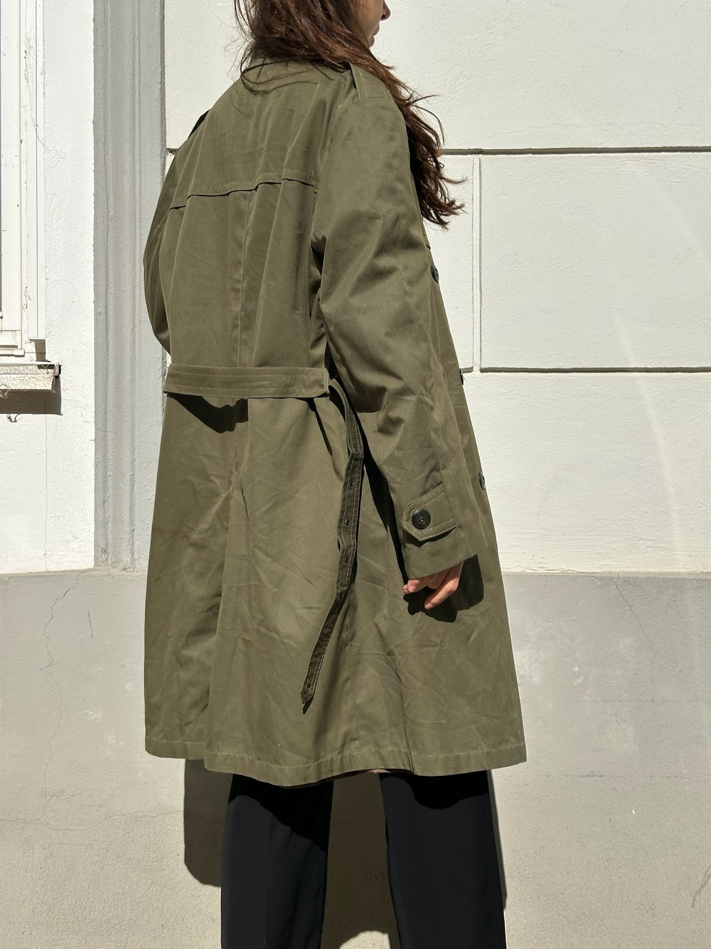 Vintage Forest Green Midi Trench Coat L