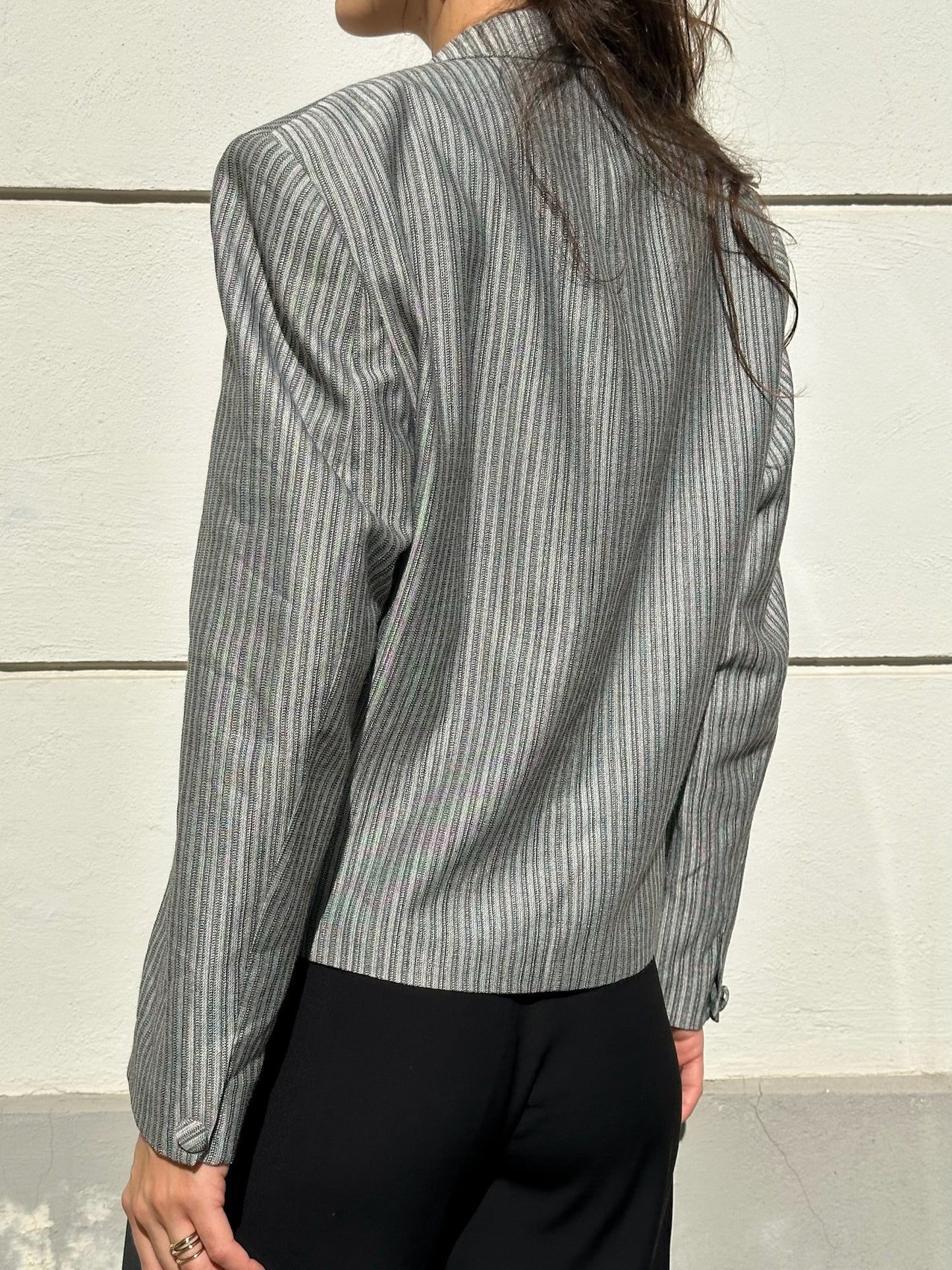 Vintage Viscose/Linen Blend Khaki Blazer Style Top S