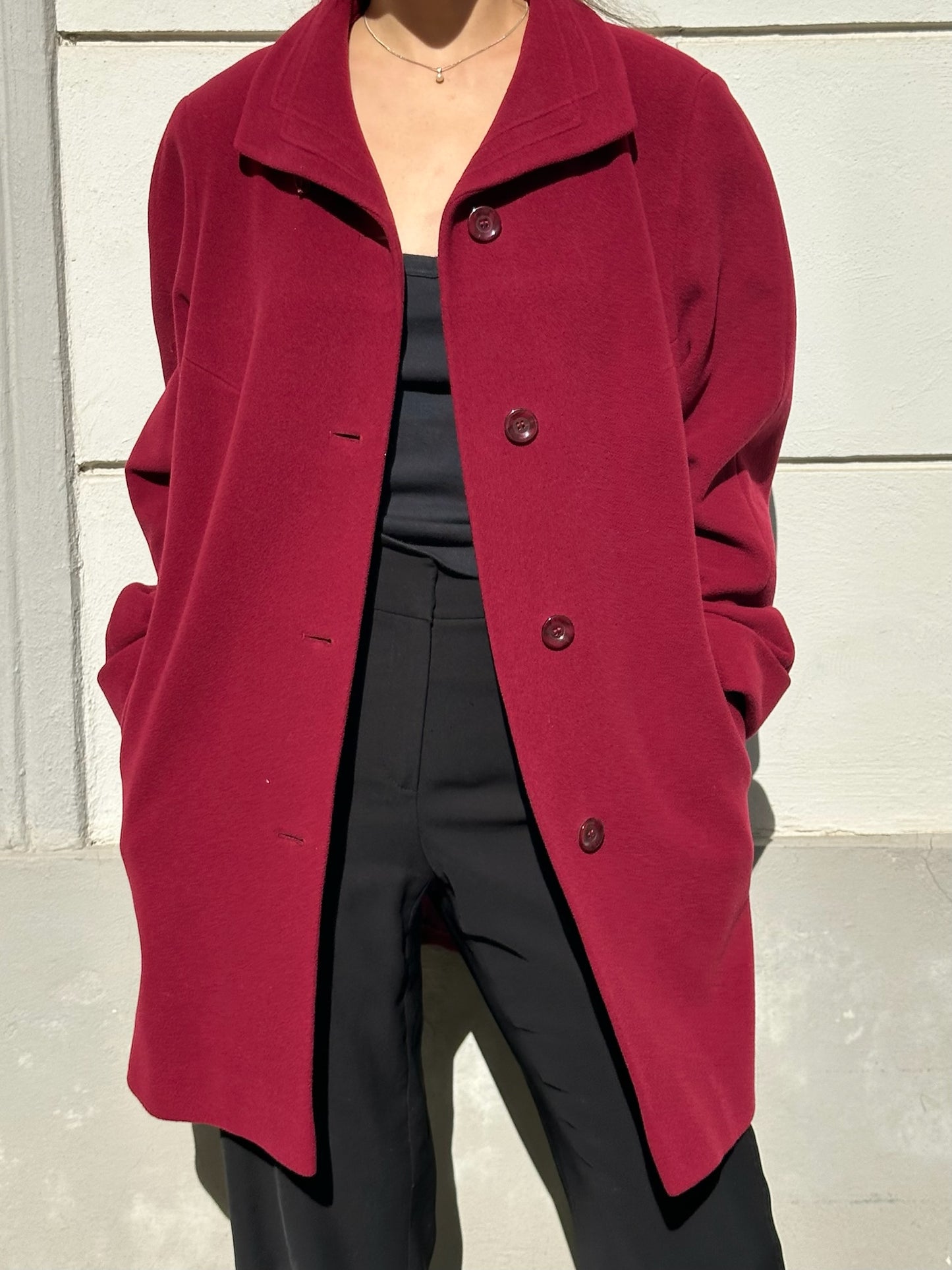 Vintage Wool & Cashmere Deep Red Coat M/L