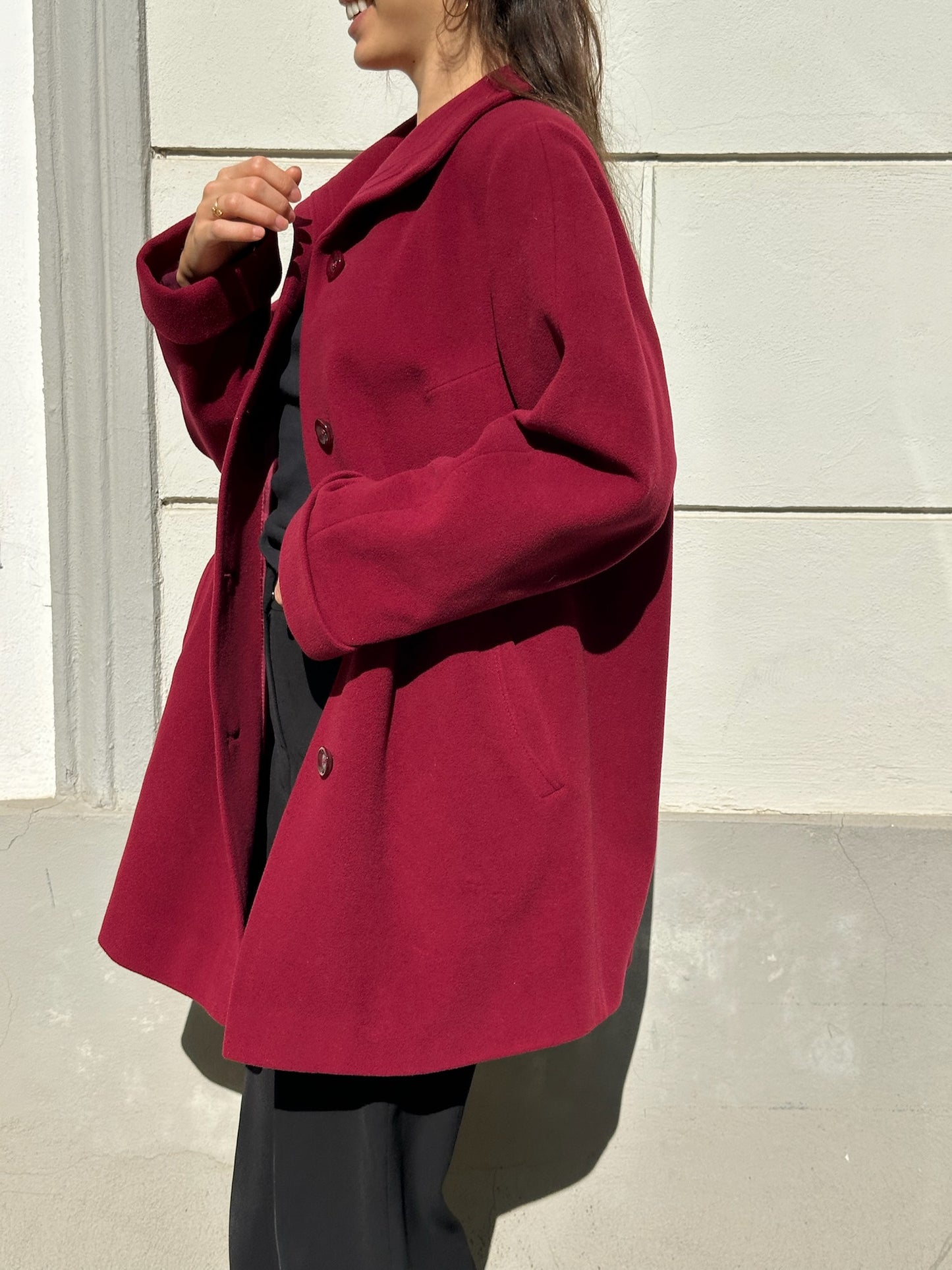 Vintage Wool & Cashmere Deep Red Coat M/L