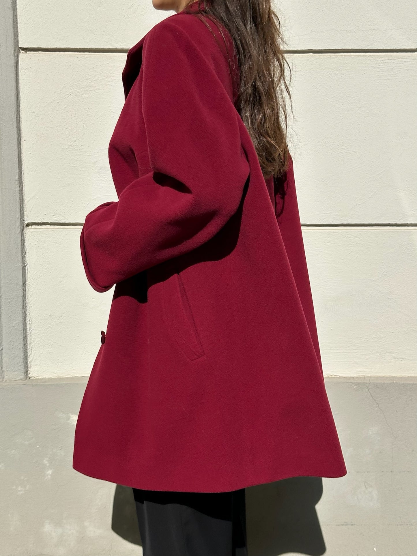 Vintage Wool & Cashmere Deep Red Coat M/L