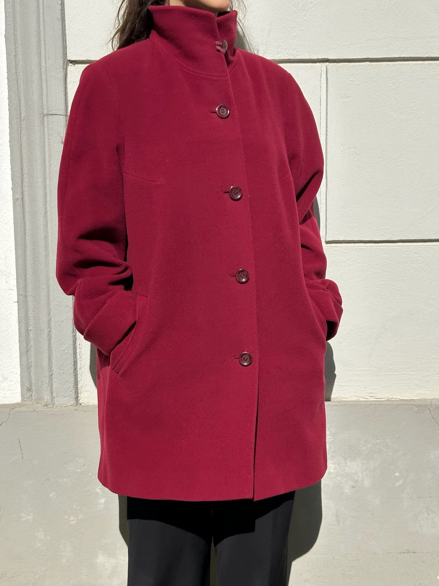 Vintage Wool & Cashmere Deep Red Coat M/L