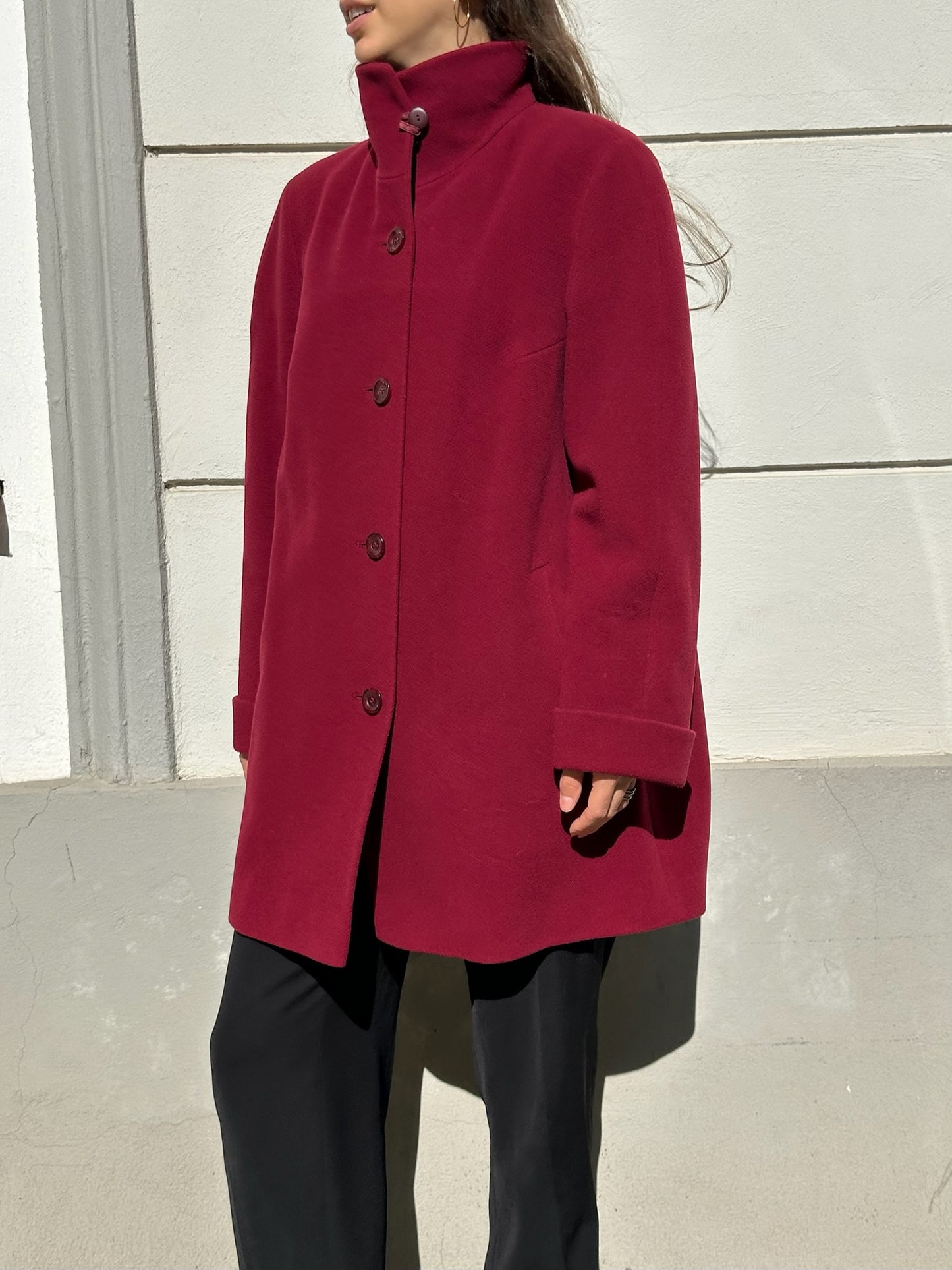 Vintage Wool & Cashmere Deep Red Coat M/L