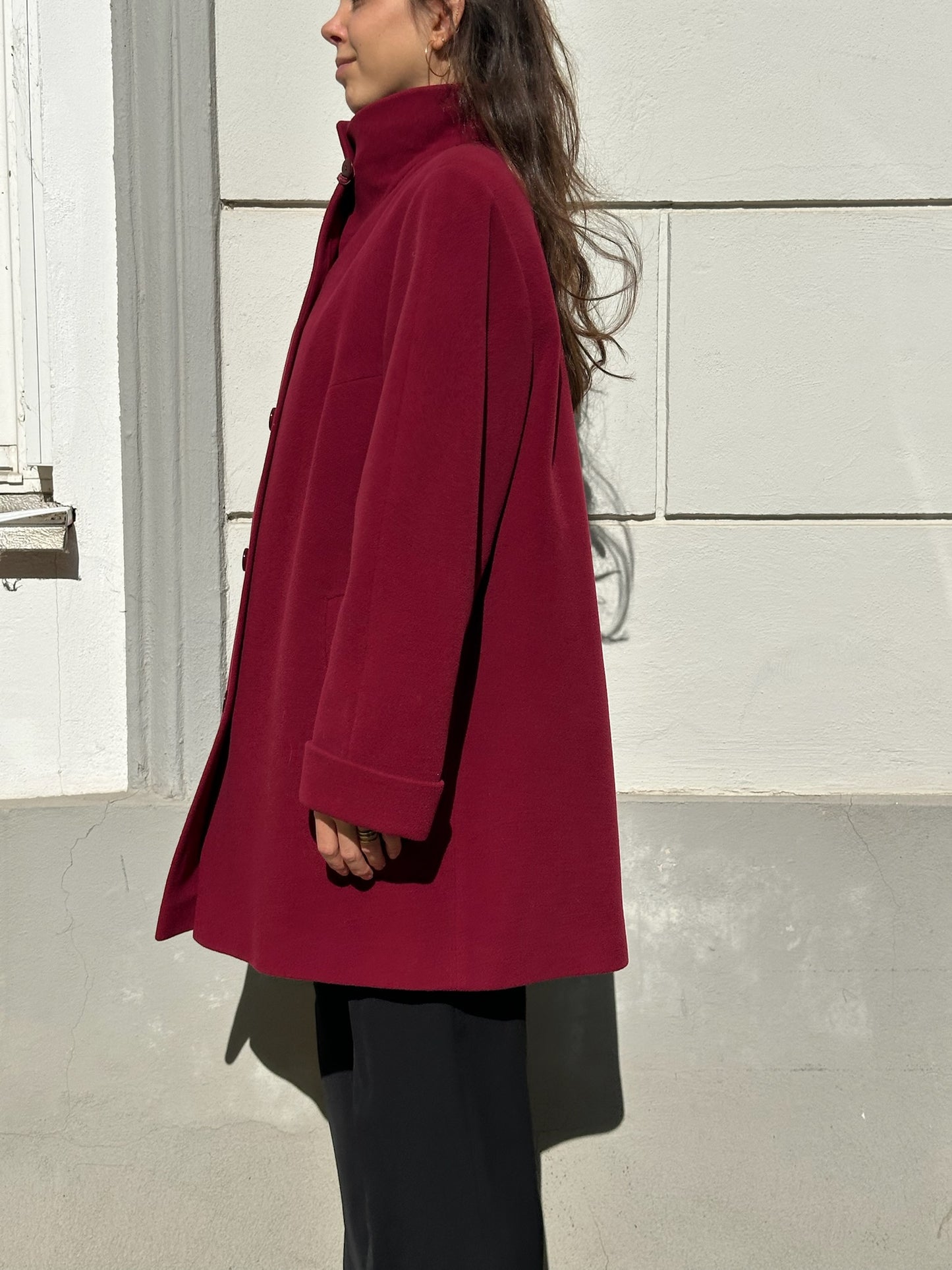 Vintage Wool & Cashmere Deep Red Coat M/L
