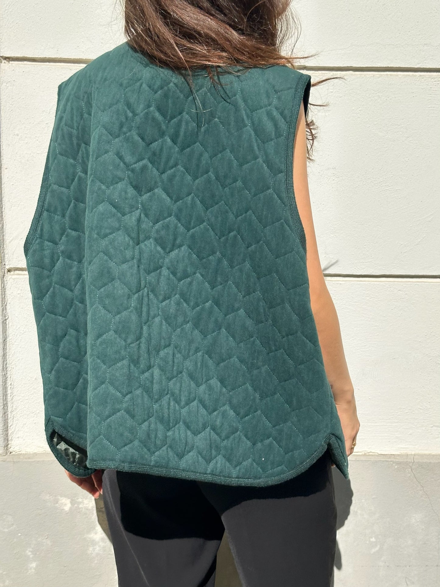 Vintage Forest Green Quilted Vest/Gilet L/XL