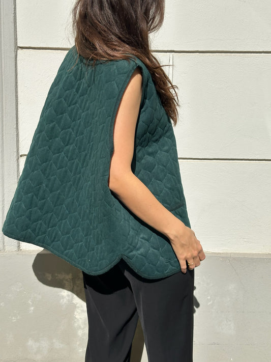 Vintage Forest Green Quilted Vest/Gilet L/XL