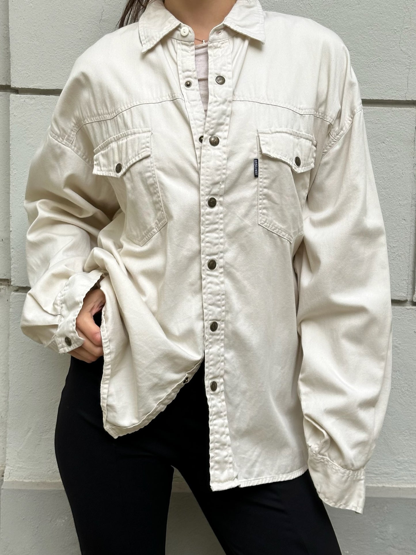 Vintage 100% Cotton Off White Button Down Shirt L/XL