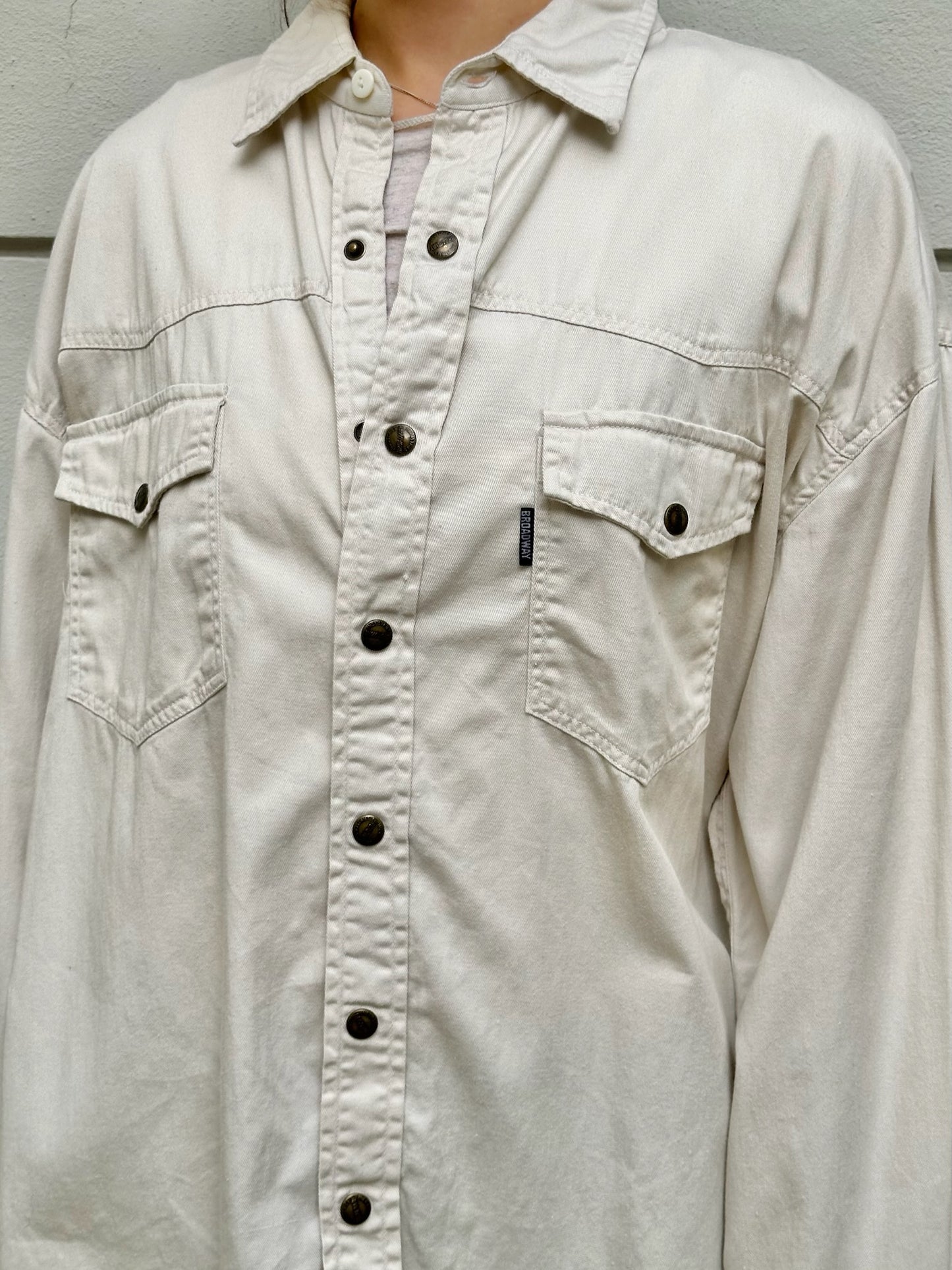 Vintage 100% Cotton Off White Button Down Shirt L/XL