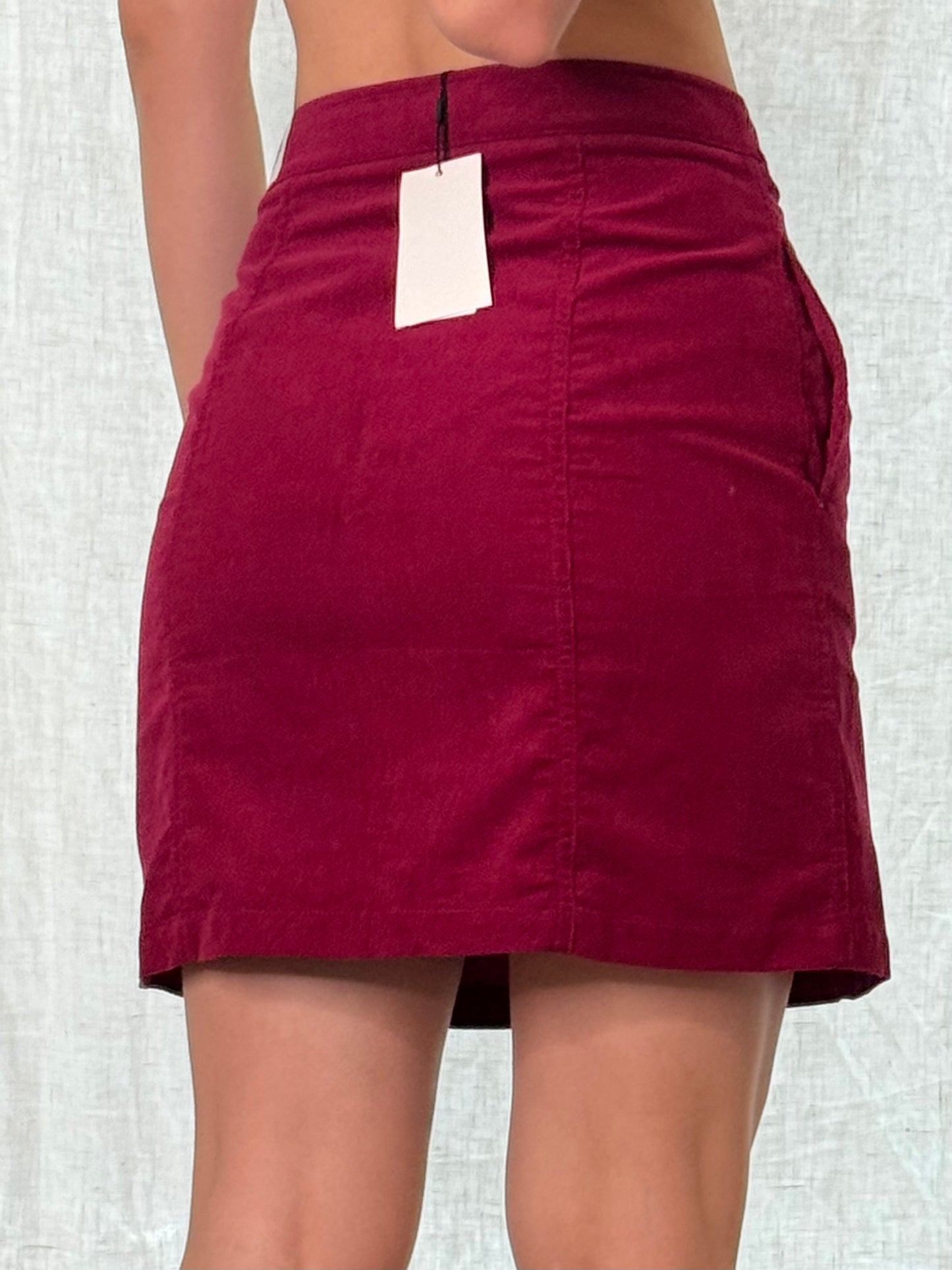 Calvin Klein Red Corduroy Button Front Mini Skirt S