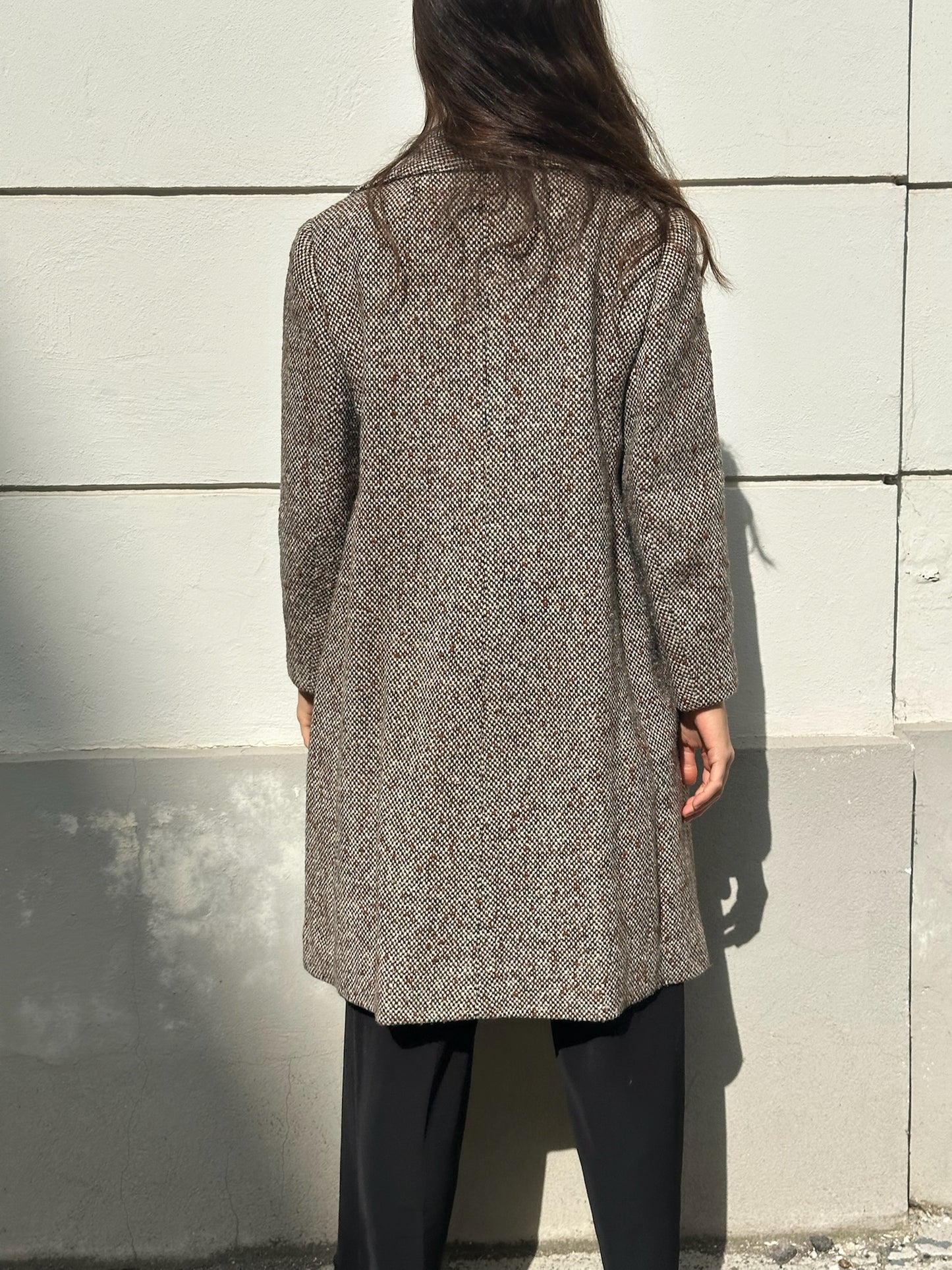 Vintage 100% Wool Tweed Coat Brown/Gray M