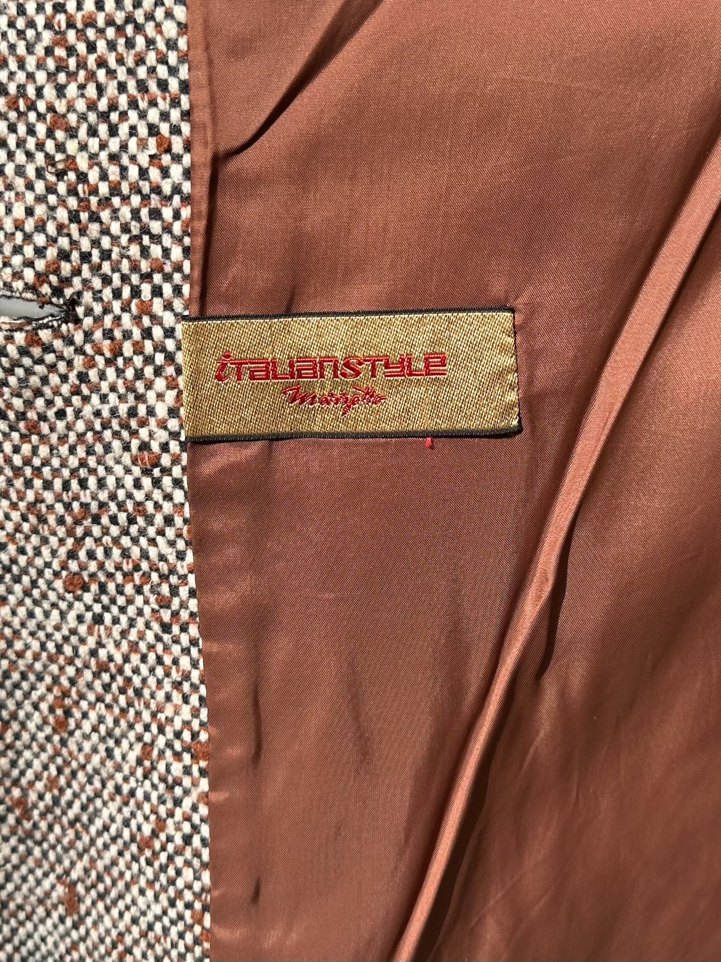 Vintage 100% Wool Tweed Coat Brown/Gray M