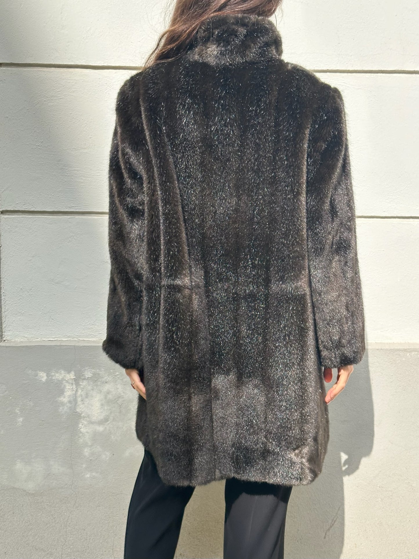Vintage Faux Fur Cotton Blend Brown Teddy Coat M