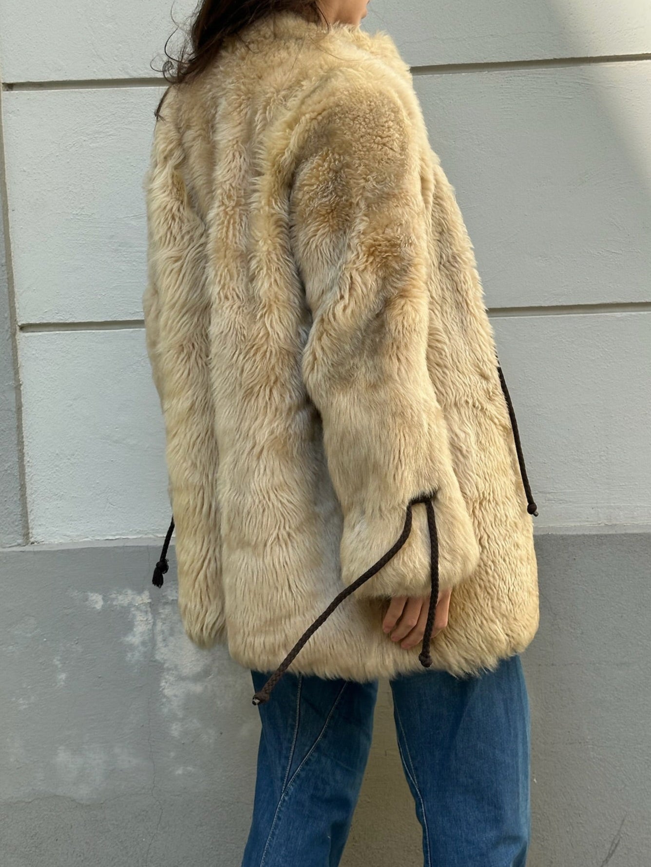 Vintage 100% Shearling Sheep Fur & Leather Teddy Coat M