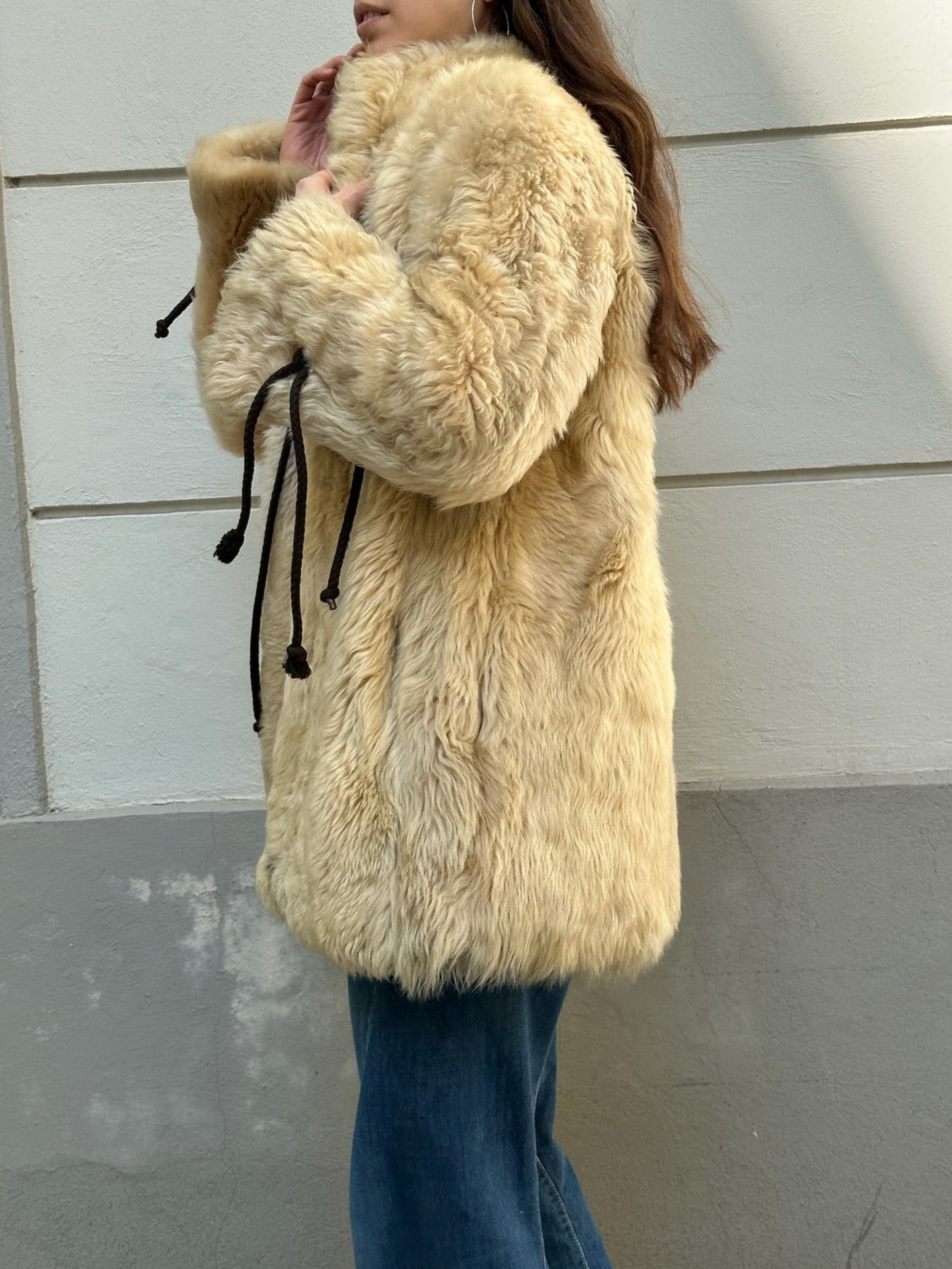 Vintage 100% Shearling Sheep Fur & Leather Teddy Coat M