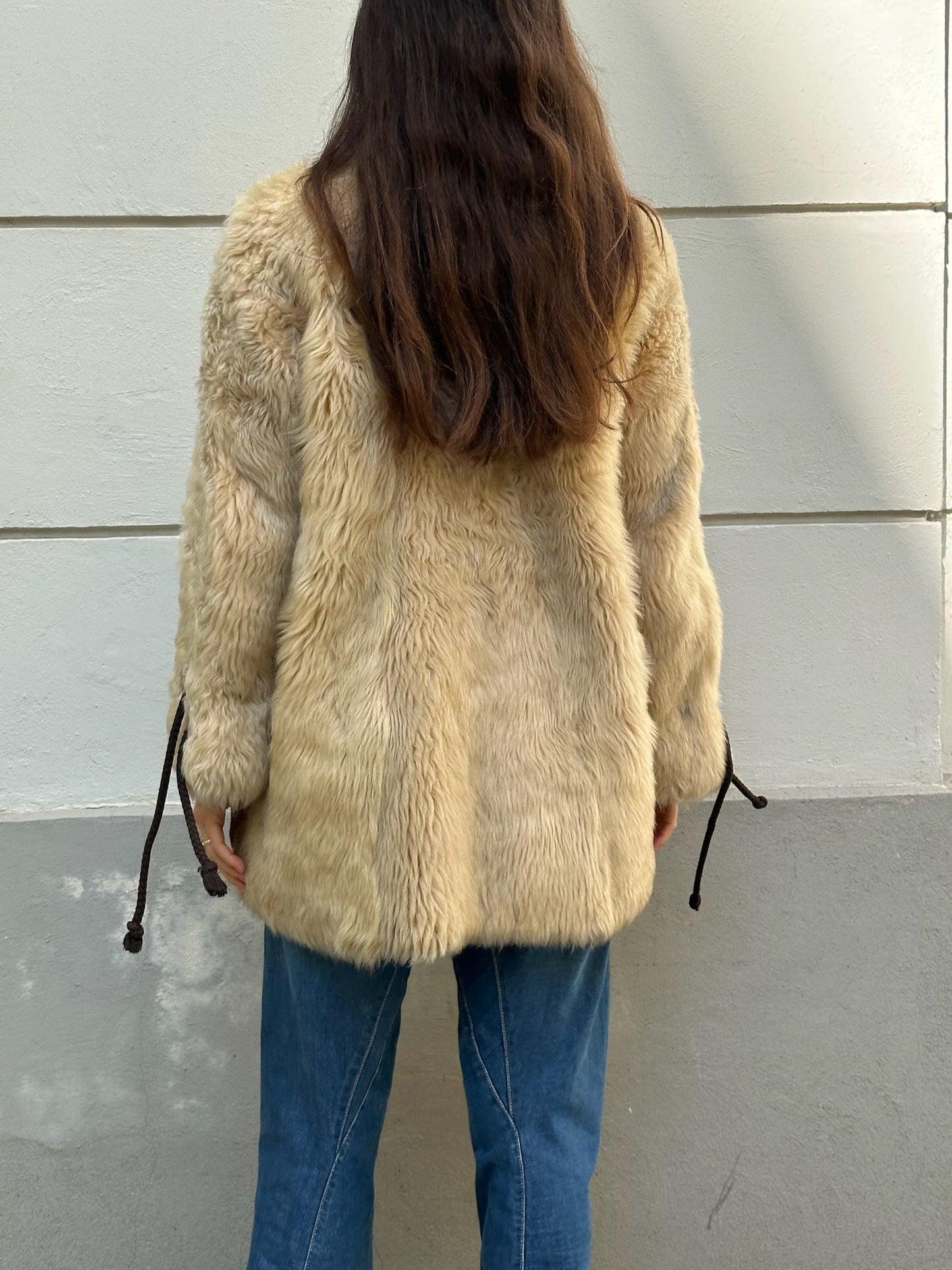 Vintage 100% Shearling Sheep Fur & Leather Teddy Coat M