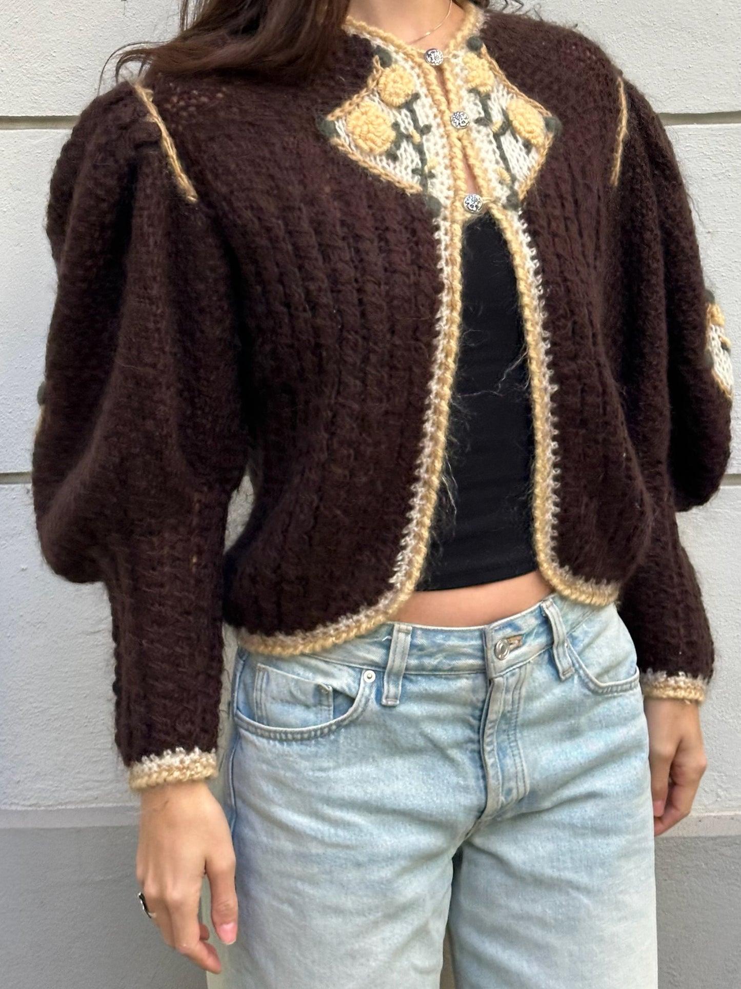Vintage Handmade Brown Mohair Wool Sweater M