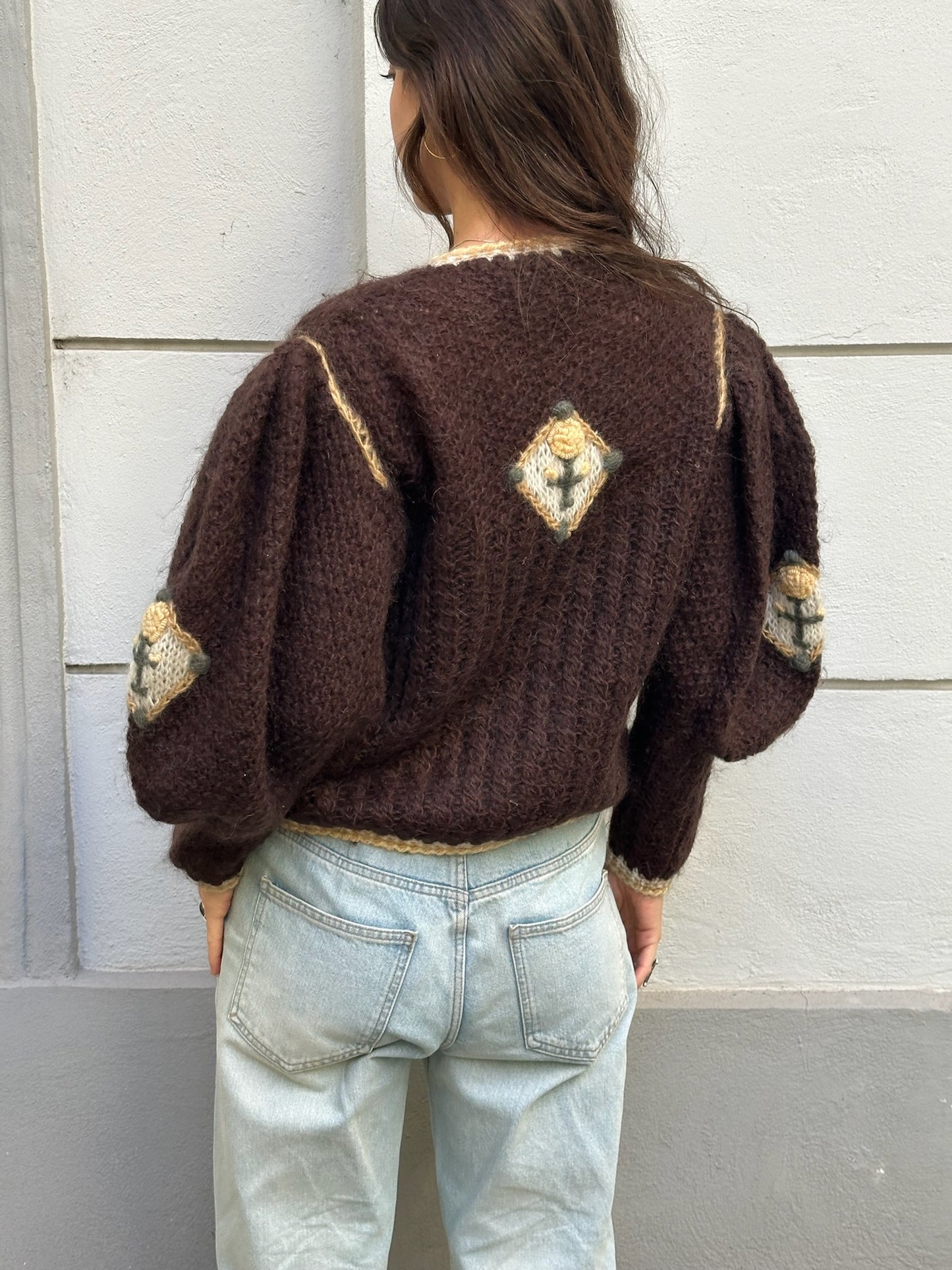 Vintage Handmade Brown Mohair Wool Sweater M