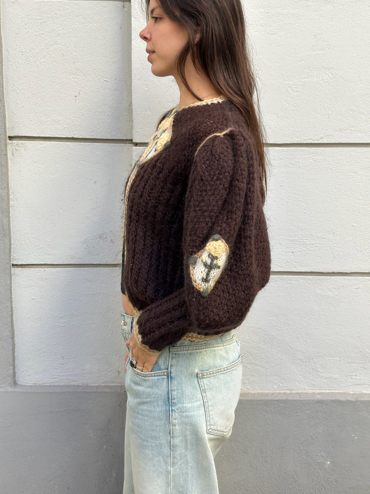 Vintage Handmade Brown Mohair Wool Sweater M