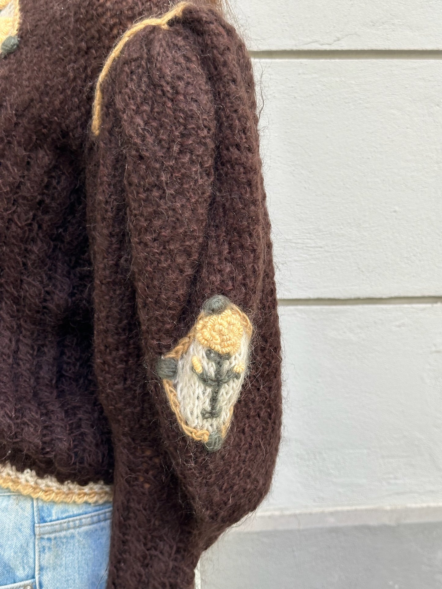 Vintage Handmade Brown Mohair Wool Sweater M