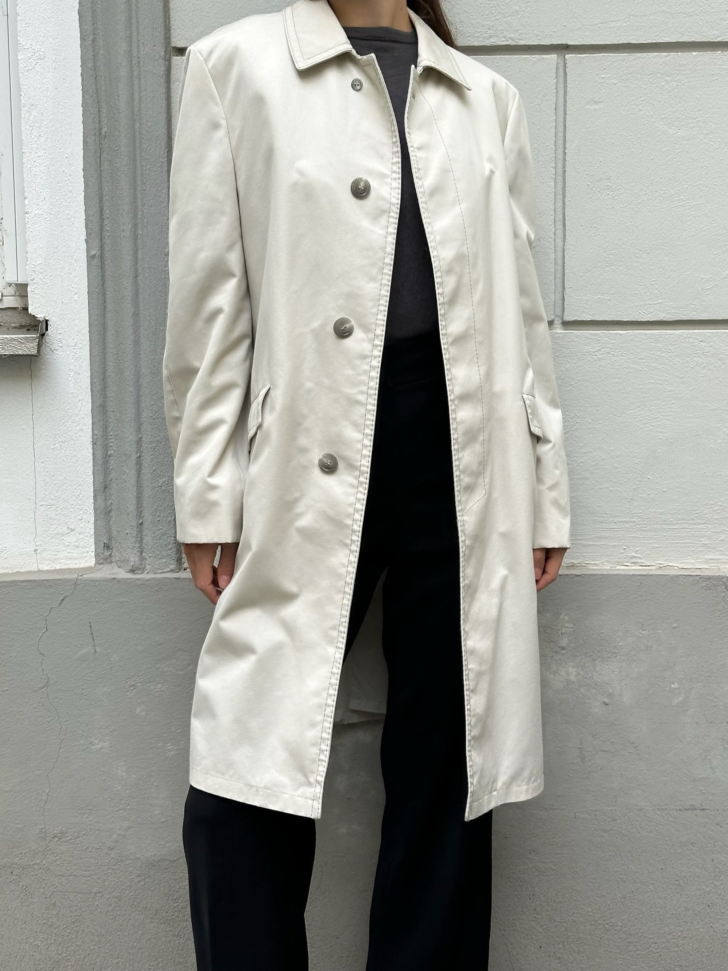 Vintage Off-White Trench Coat Jacket S/M