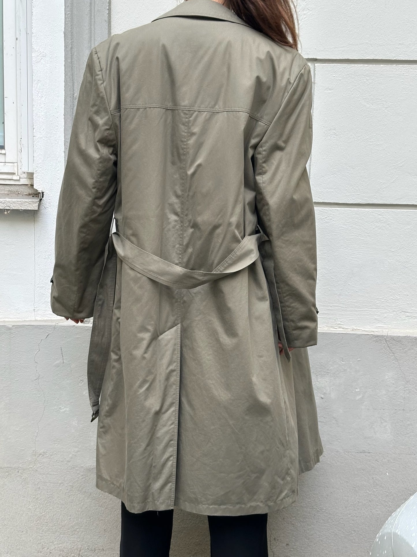 Vintage 100% Cotton Khaki Trench Coat With Warm Lining M