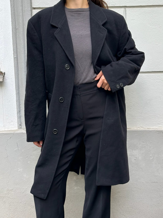 Vintage Cashmere/Wool Blazer Dark Gray Coat L