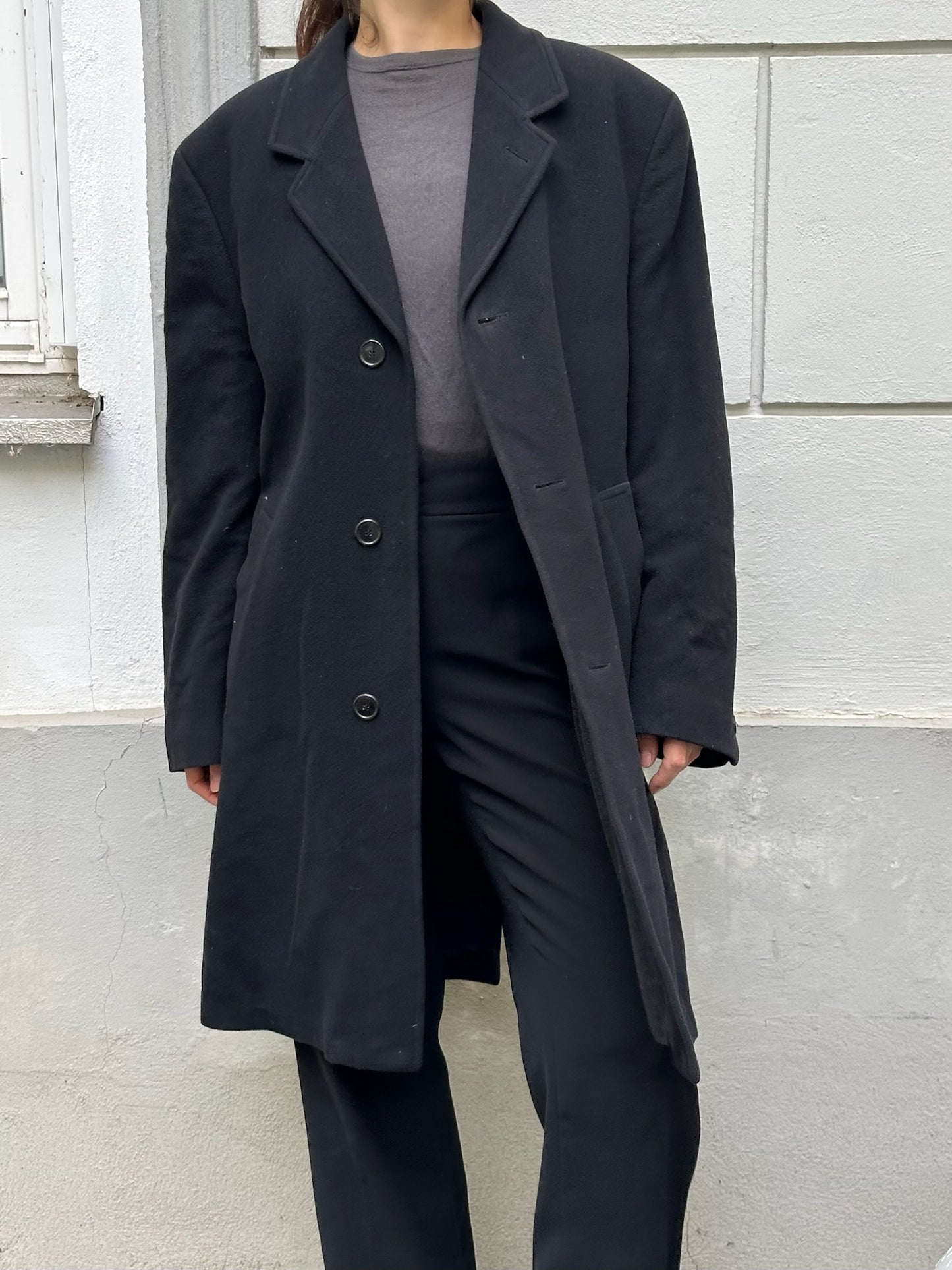 Vintage Cashmere/Wool Blazer Dark Gray Coat L