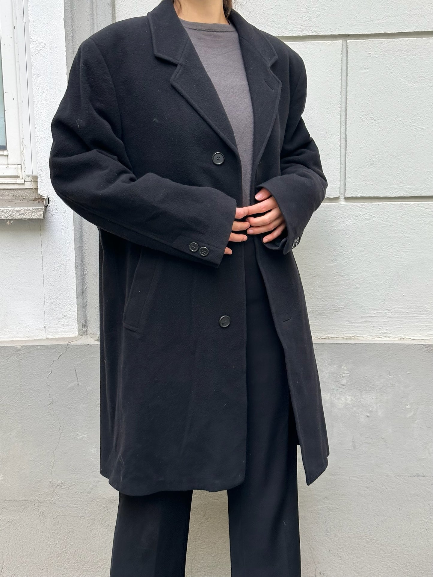 Vintage Cashmere/Wool Blazer Dark Gray Coat L