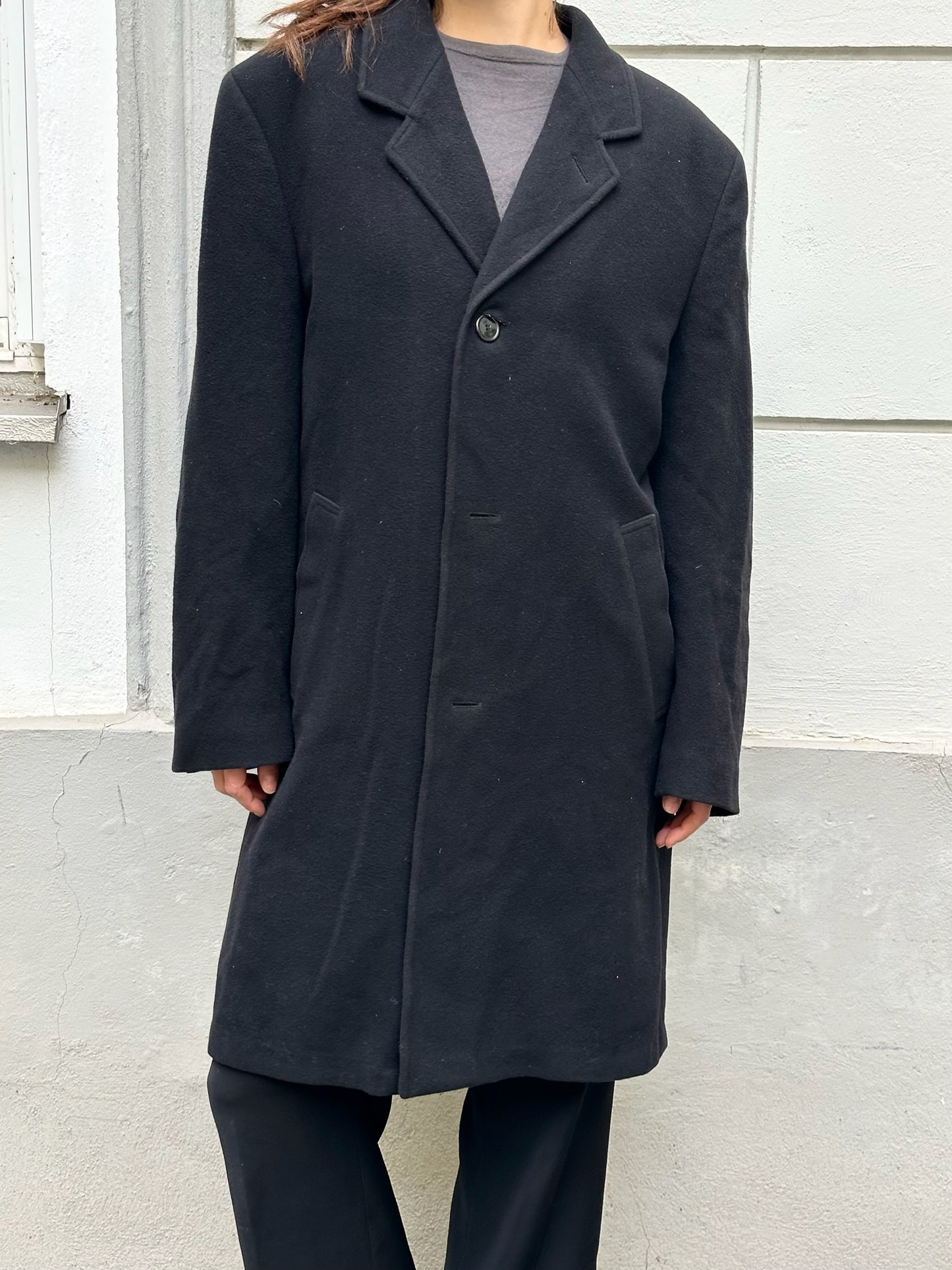 Vintage Cashmere/Wool Blazer Dark Gray Coat L