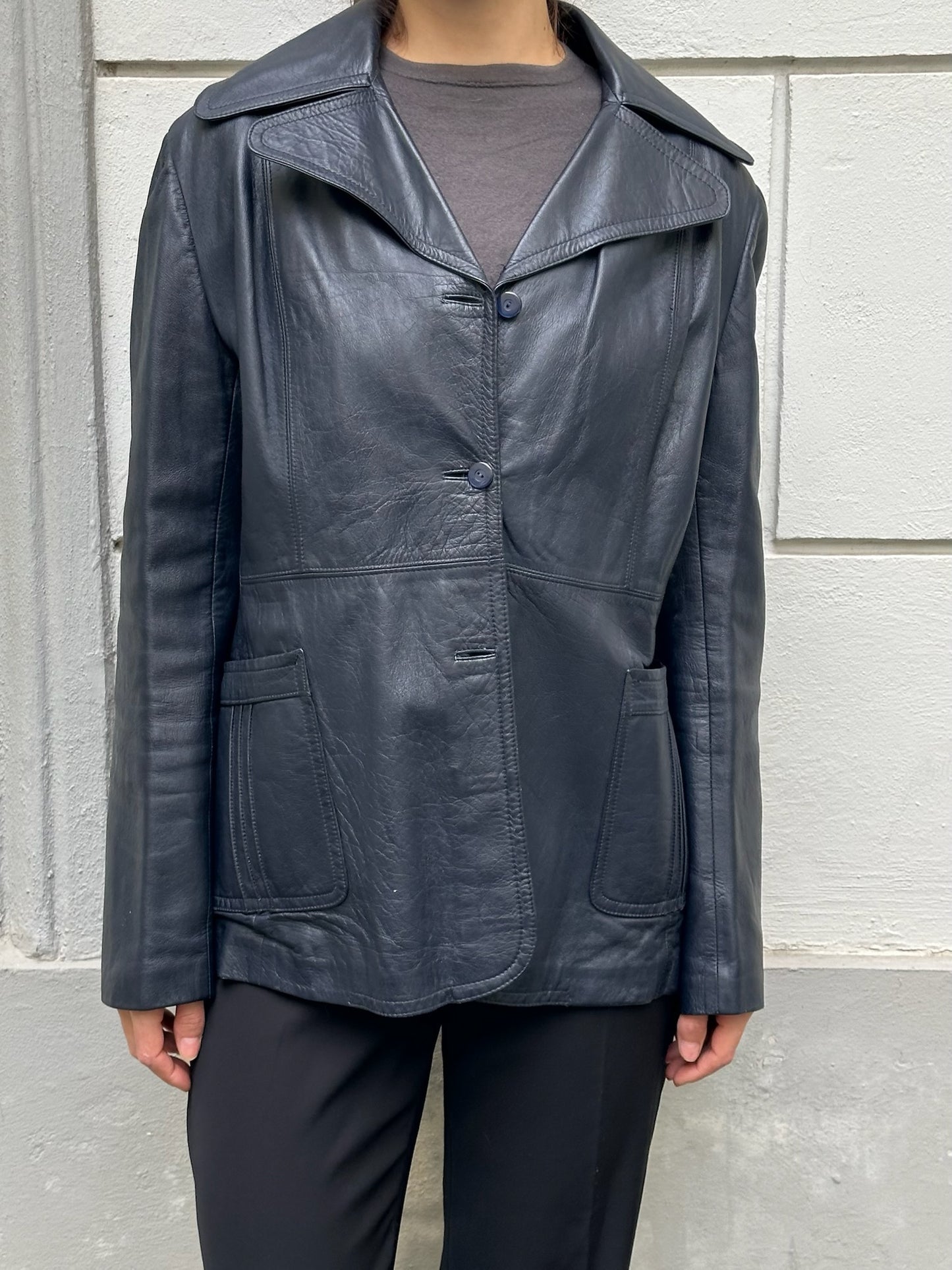 Vintage 100% Genuine Leather Blazer Jacket M