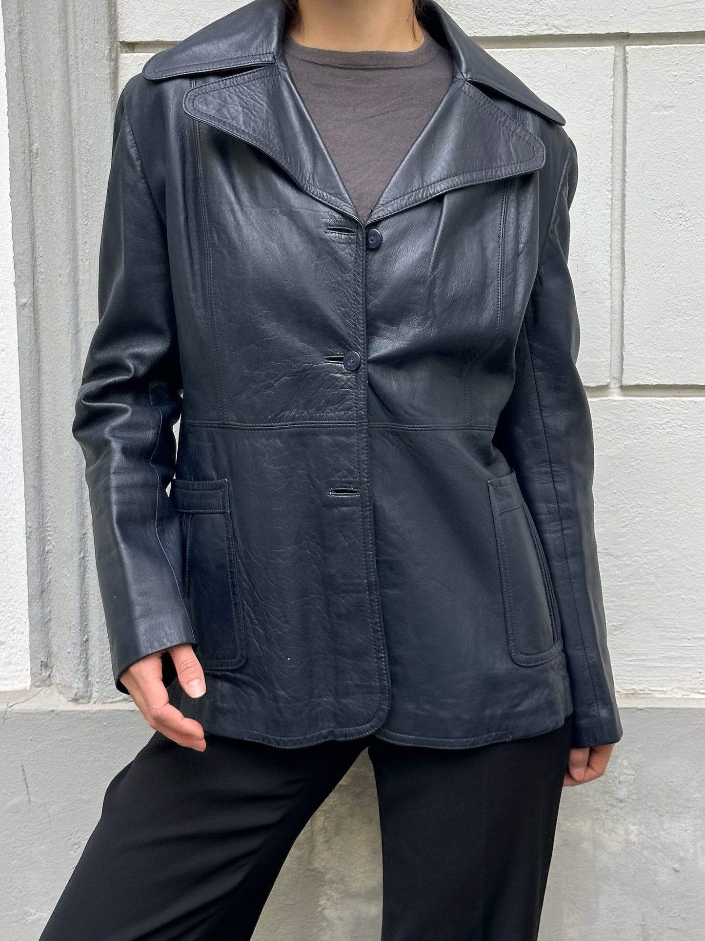 Vintage 100% Genuine Leather Blazer Jacket M