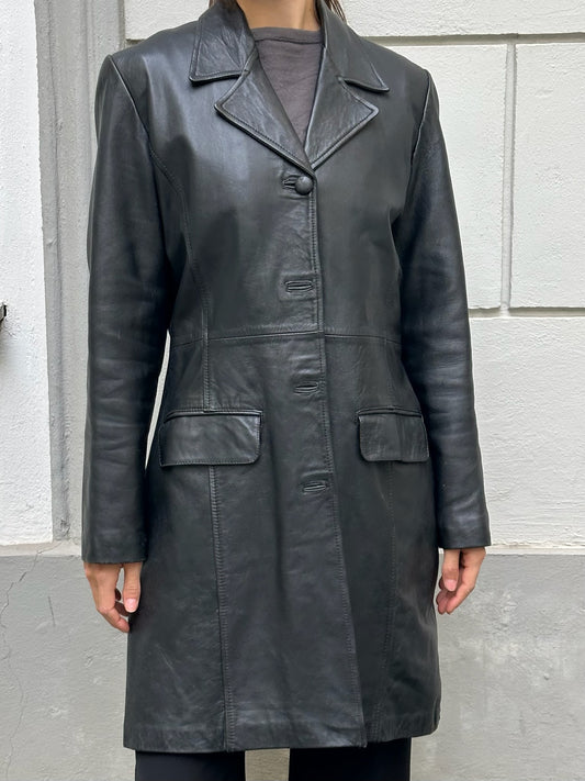 Vintage 100% Genuine Leather Black Blazer Jacket M