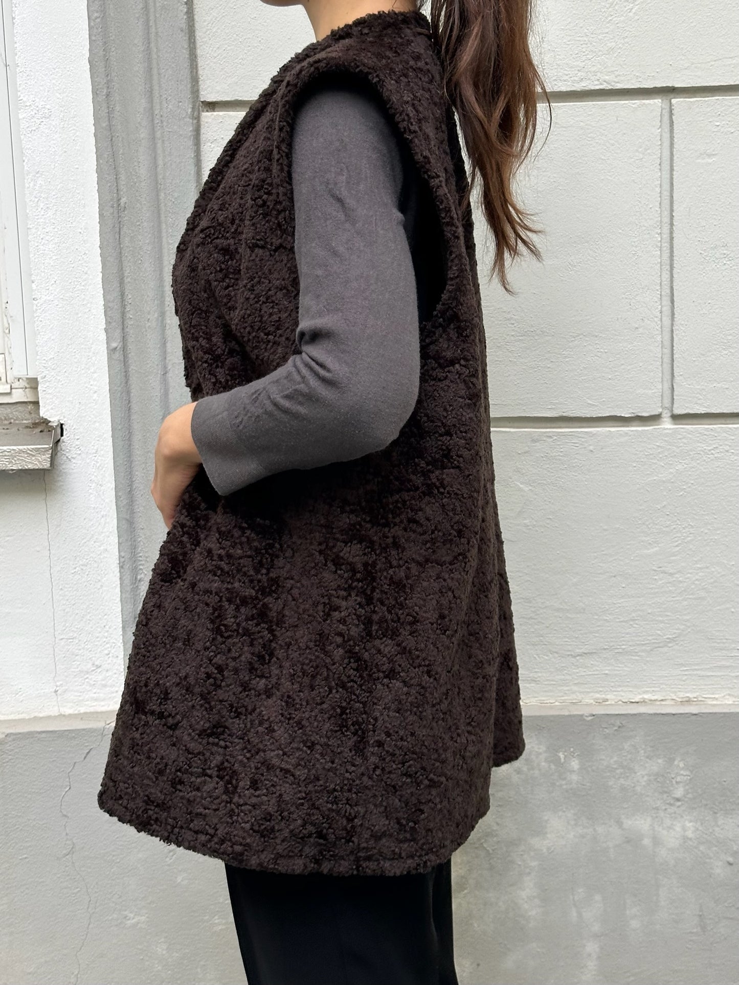 Vintage Reversible 2-in-1 Faux Shearling Brown Vest Gilet M