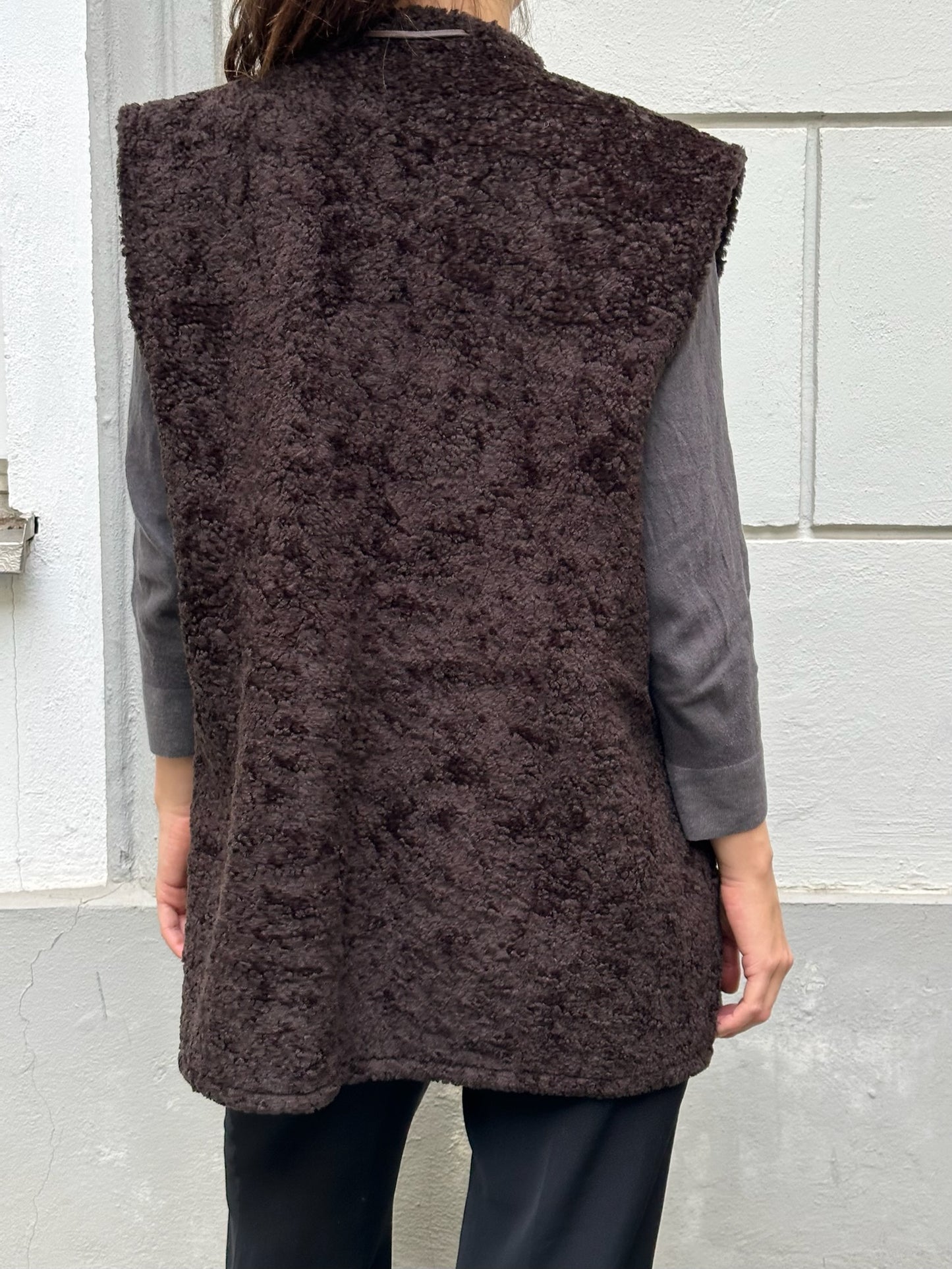 Vintage Reversible 2-in-1 Faux Shearling Brown Vest Gilet M